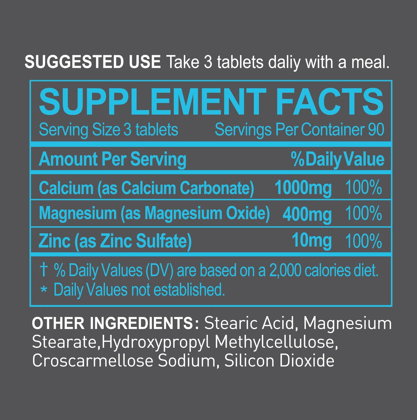 NATURION Calcium Magnesium Zinc Supplement - 3-in-1 Complex with 1000mg Calcium, 500mg Magnesium, 10mg Zinc - Bone, Muscle & Immune Support, Tablets, 270 Count