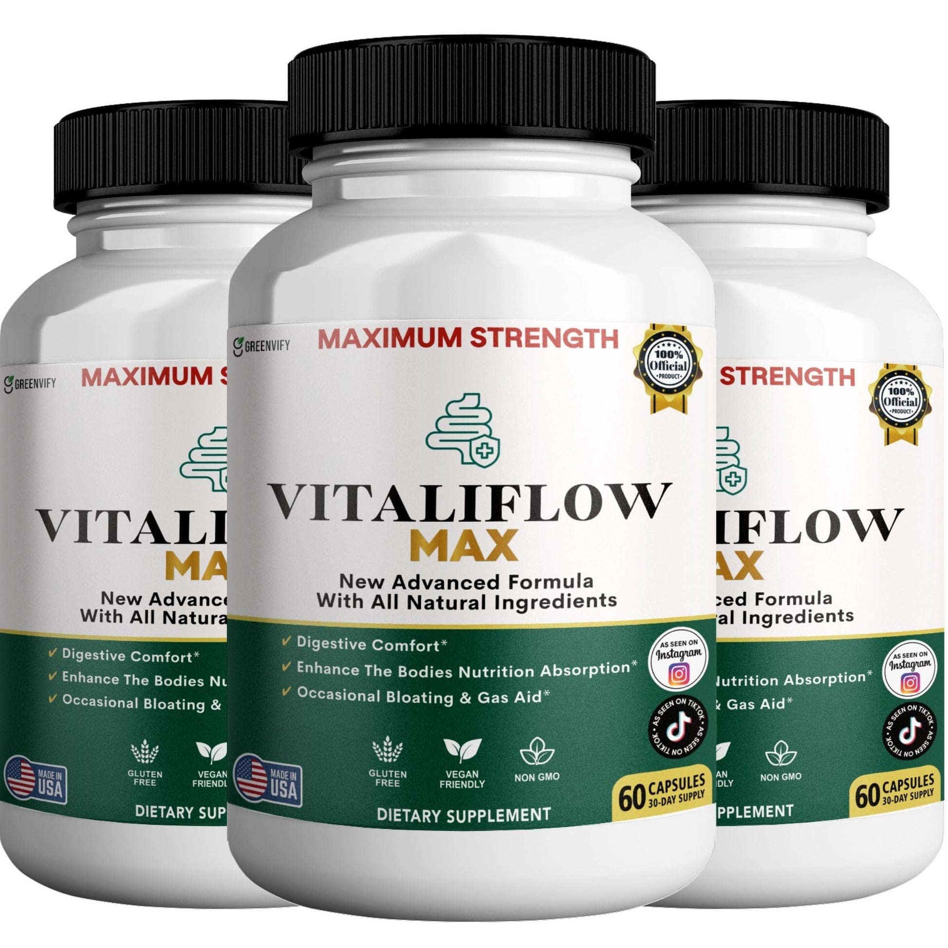 GREENVIFY Vitaliflow Max Digestive Enzyme Supplement Capsules 180