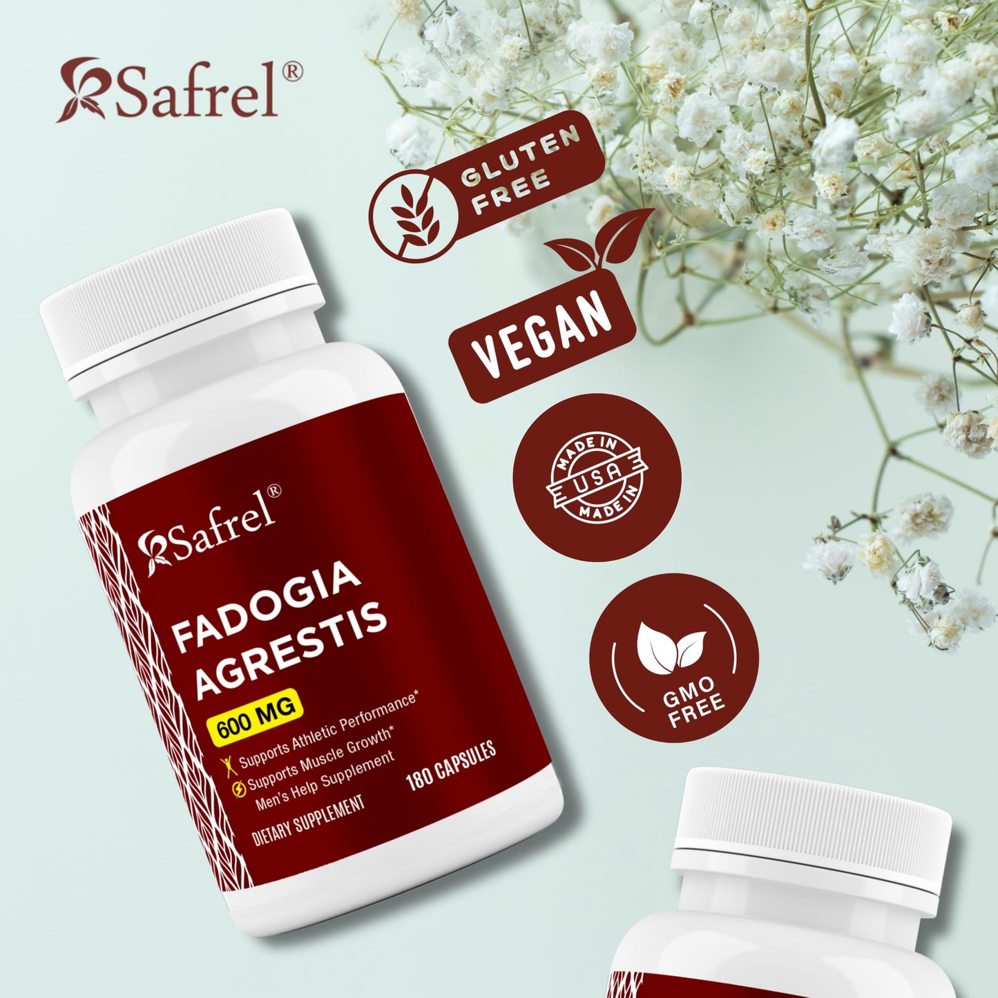 Safrel Fadogia Agrestis 600 mg Capsules, 180 Count