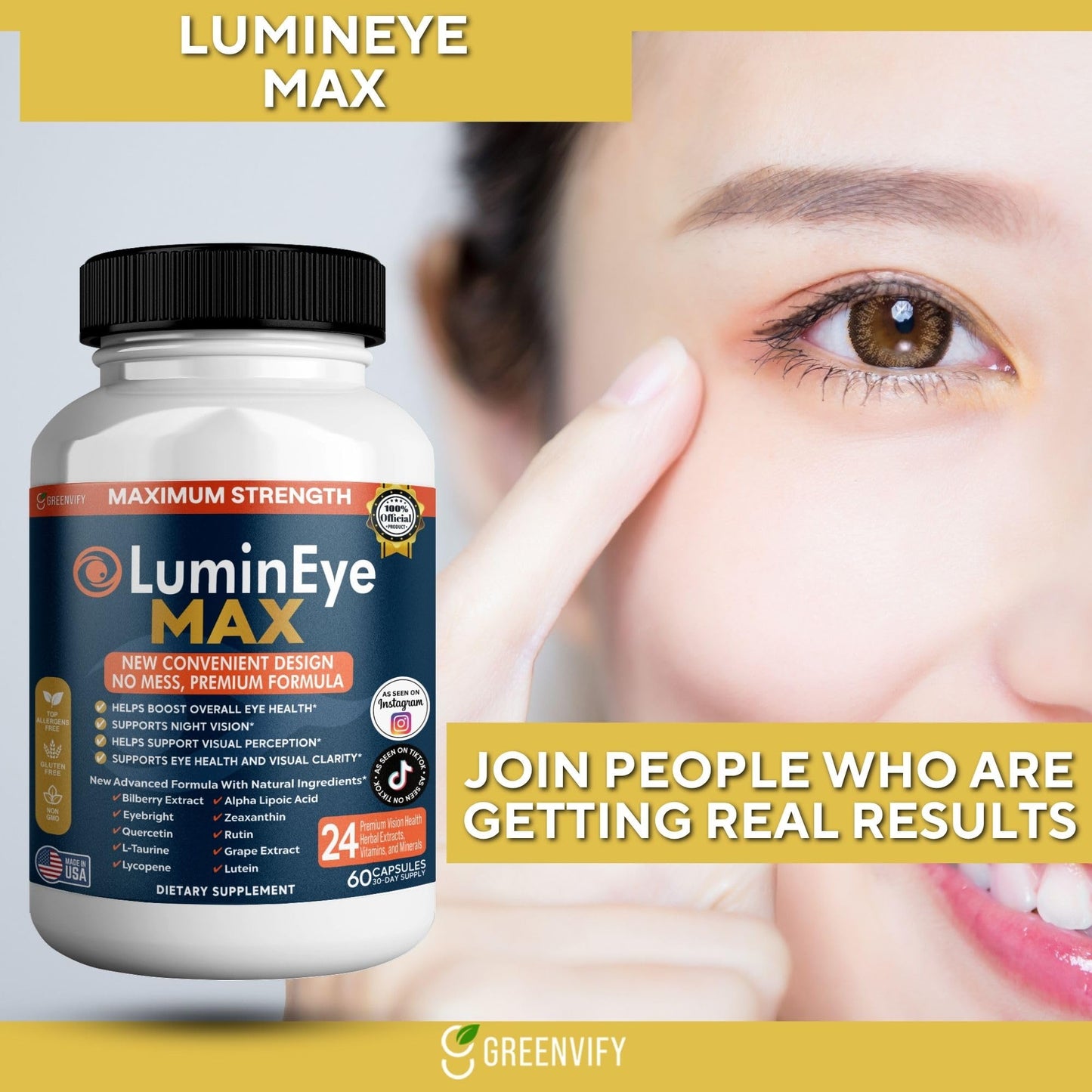 GREENVIFY LuminEye MAX Eye Health Supplement 60 Capsules