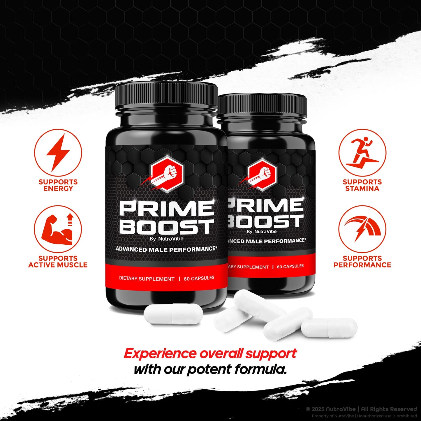 NutraVibe Prime Boost – Advanced Daily Formula for Men, 60 Capsules