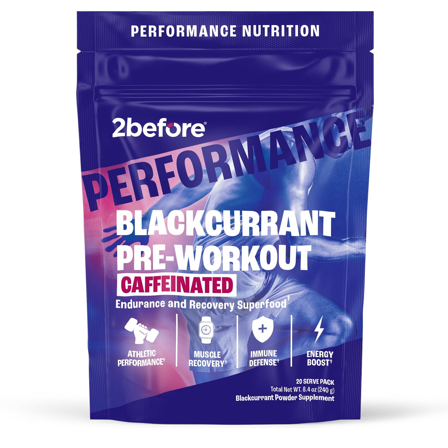 2before Blackcurrant All Natural Vegan Pre Workout Powder 8.4 Ounce