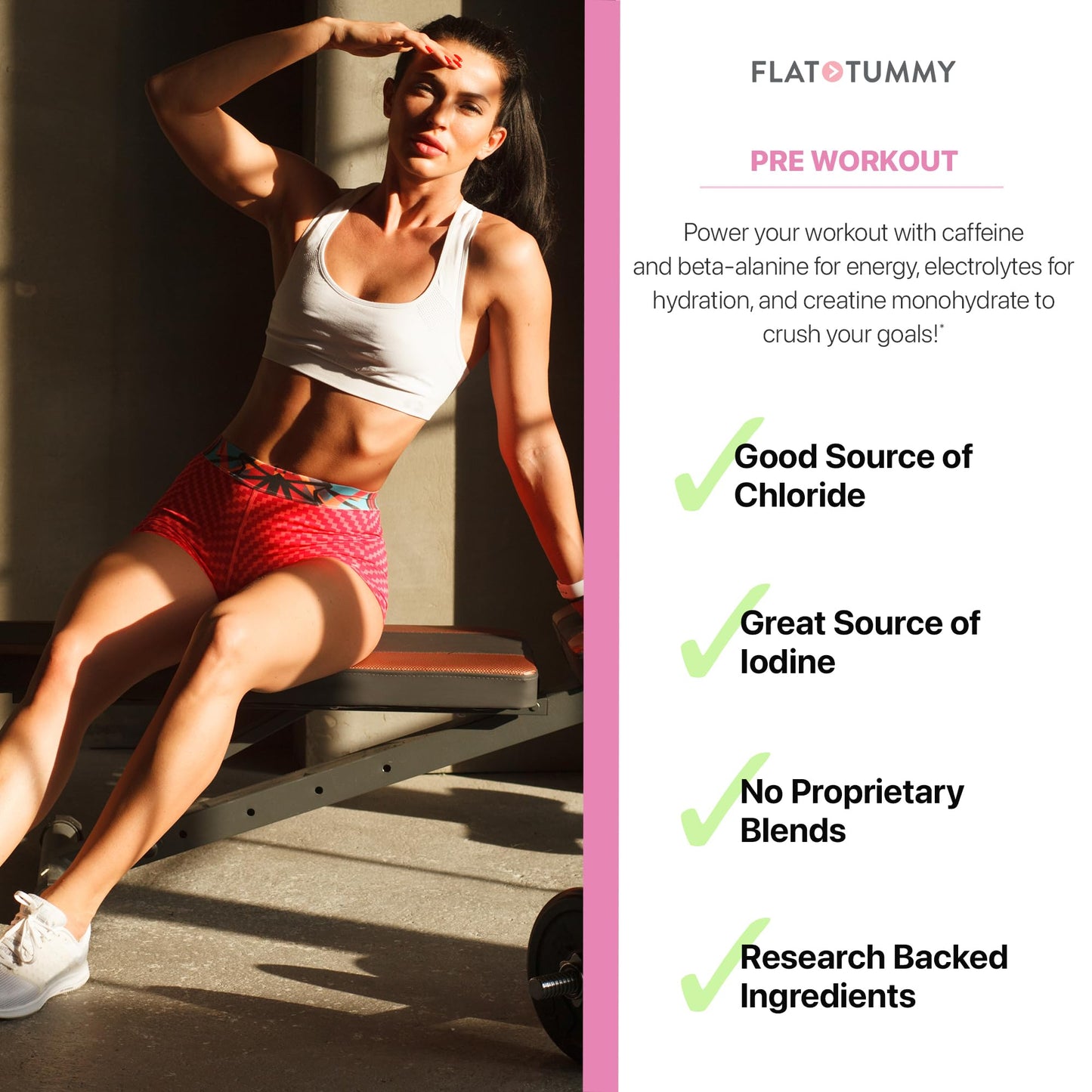Flat Tummy Pre Workout Powder for Women 8.47 Ounce