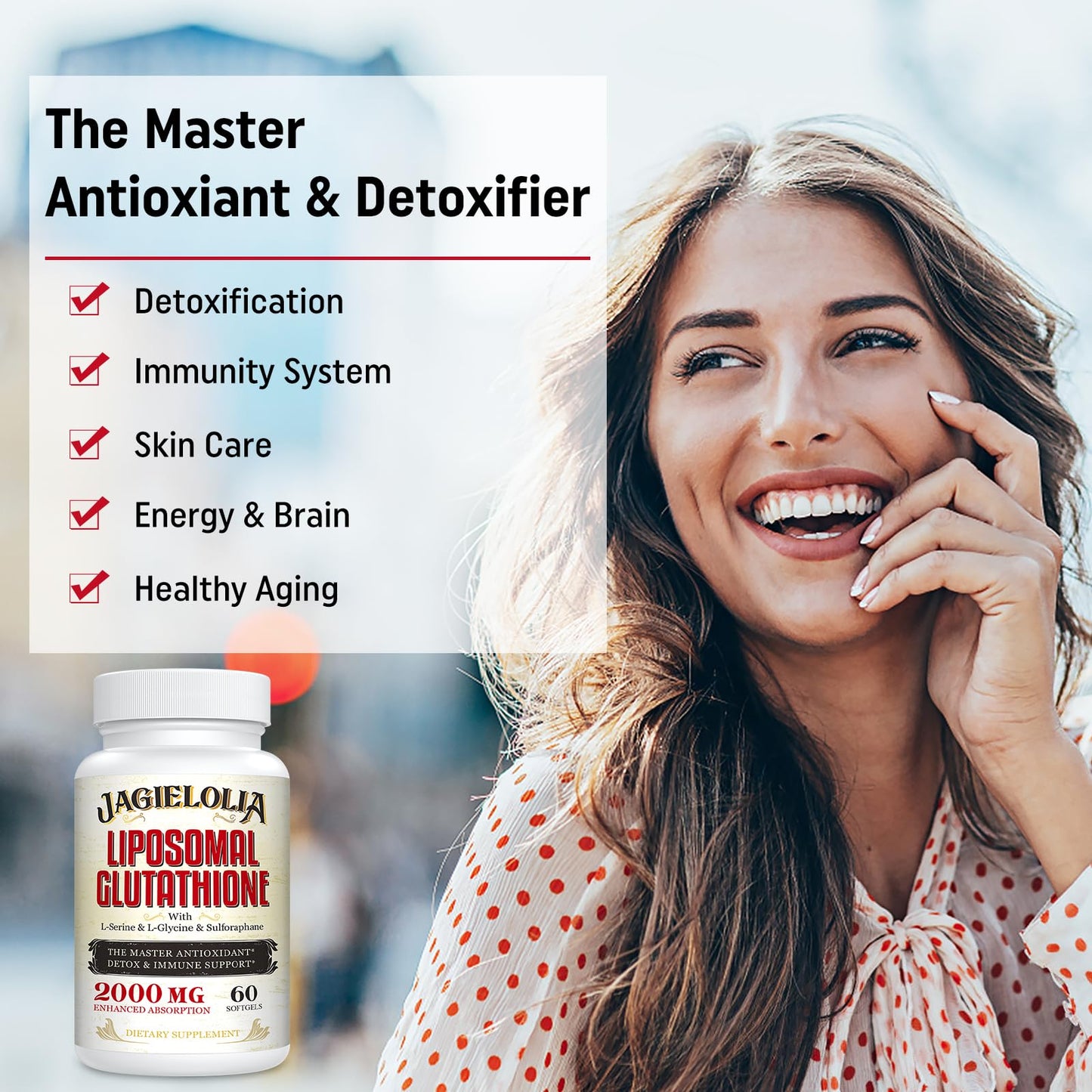 Jagielolia Liposomal Glutathione 2000 mg with L-Serine, L-Glycine & Sulforaphane Softgels, 360 Softgels