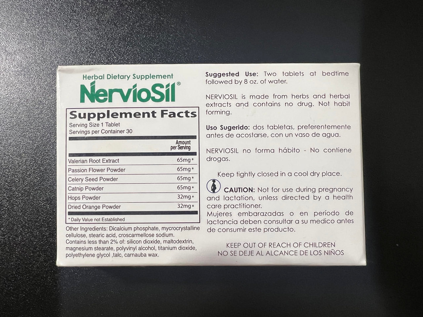 NervioSil Herbal Supplement Tablet 30 Count