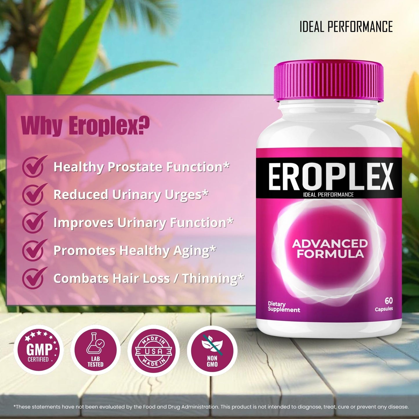 IDEAL PERFORMANCE Eroplex Prostate Health Capsules, 180 Capsules