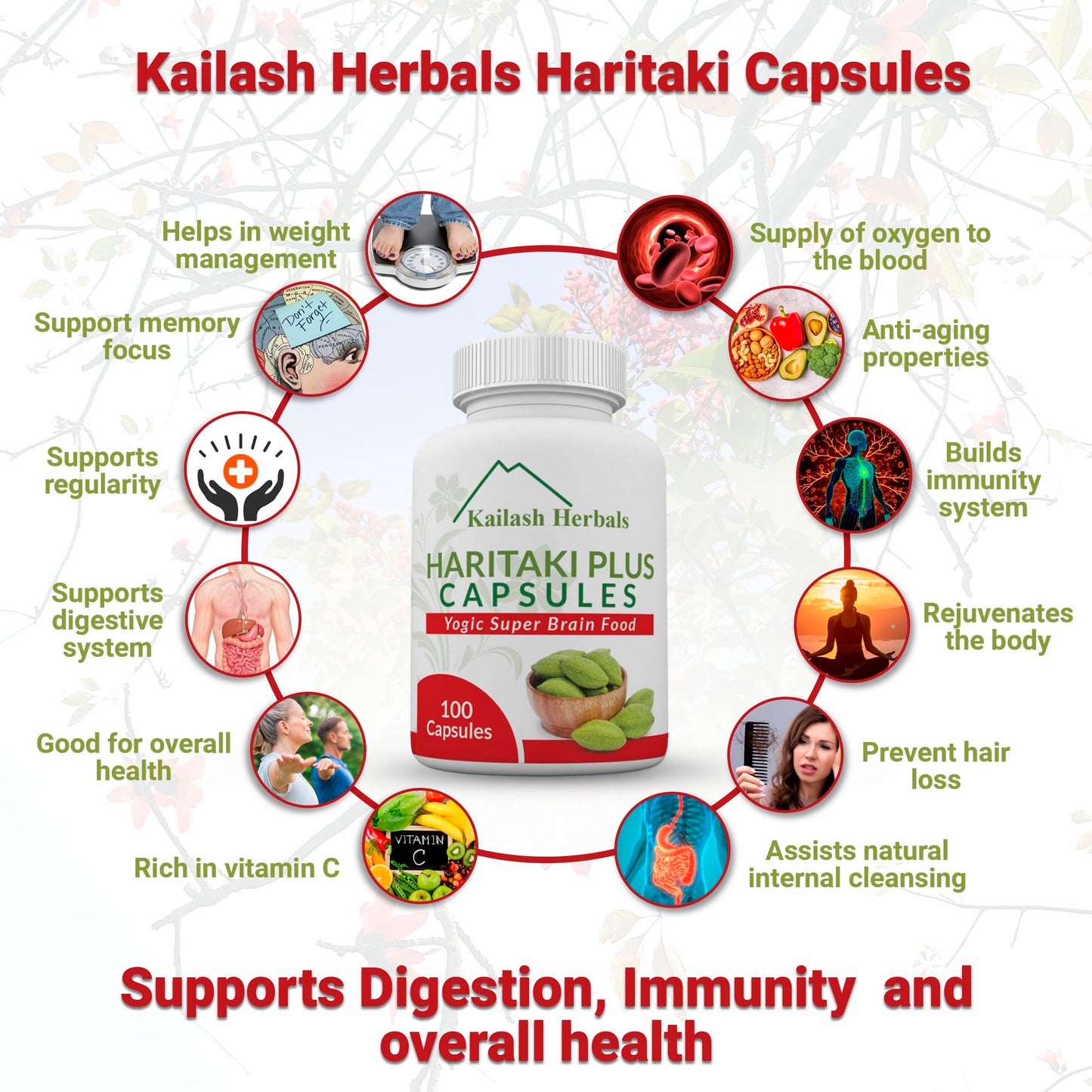 Kailash Herbals Haritaki Capsules, 100 Capsules
