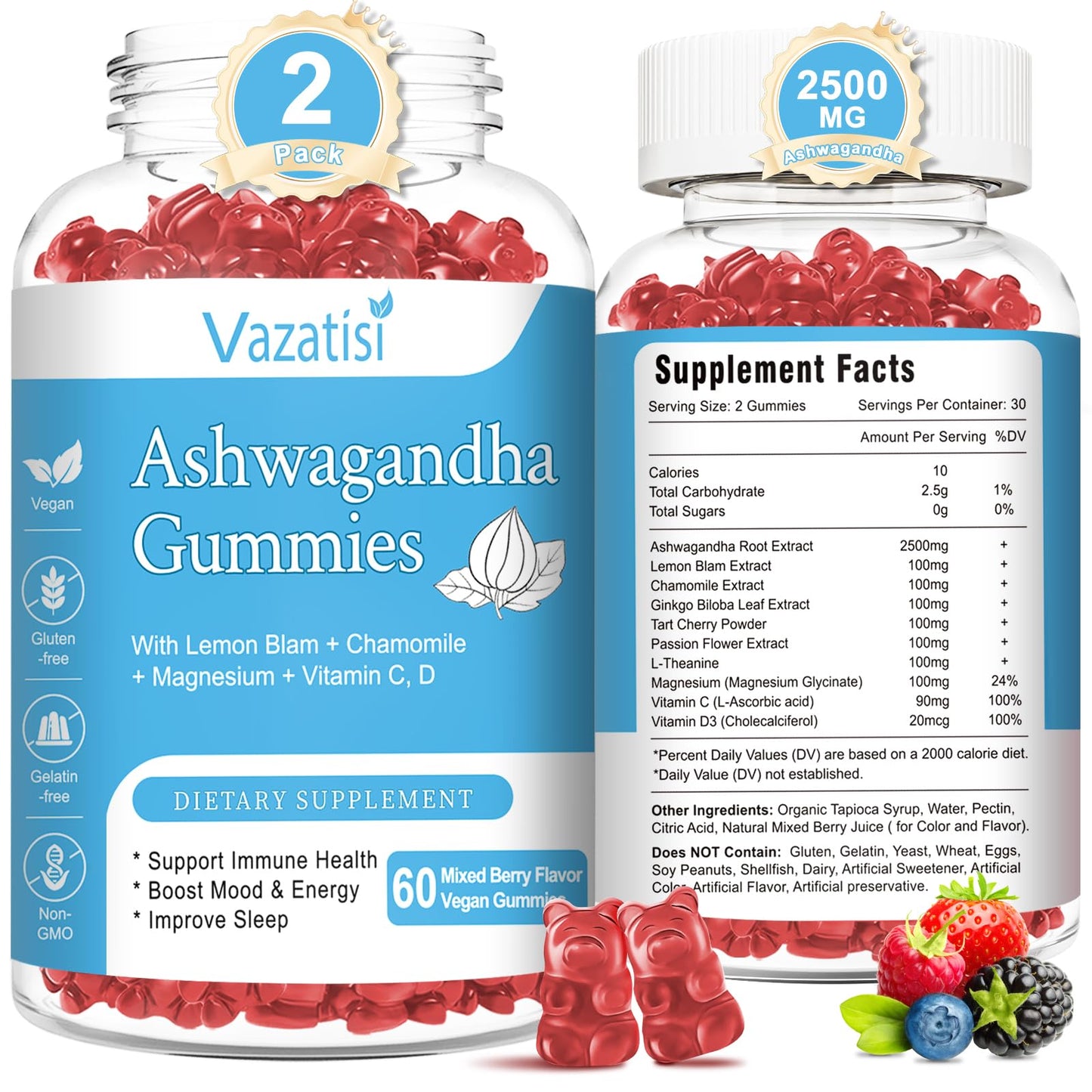 Vazatisi Ashwagandha Gummies, 120 Count