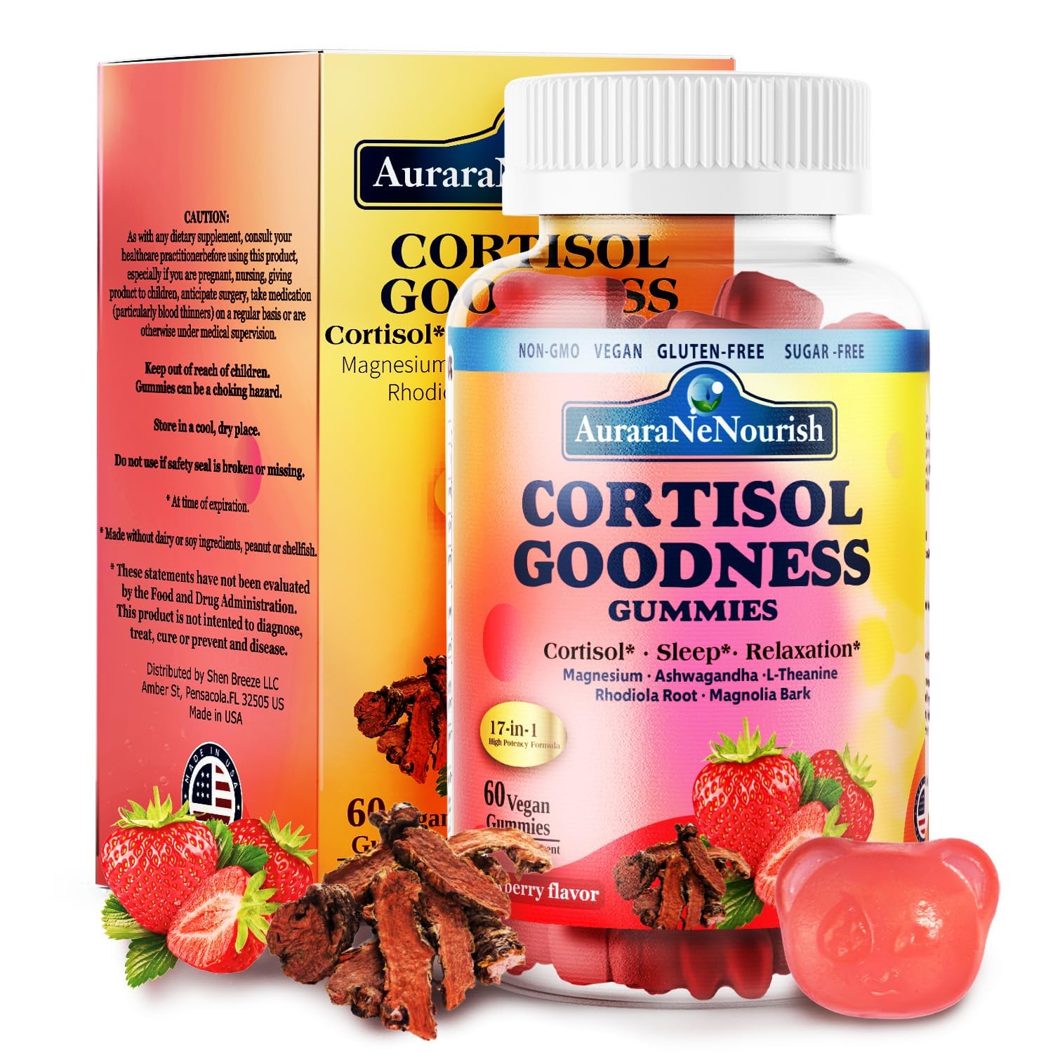 AuraraNeNourish Cortisol Supplements Gummies 60 Count