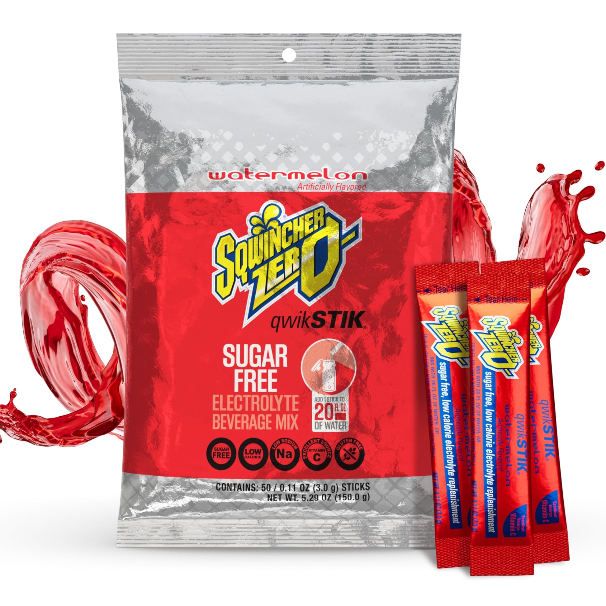 Sqwincher Zero Qwik Stik Sugar Free Watermelon Powder Pack of 50