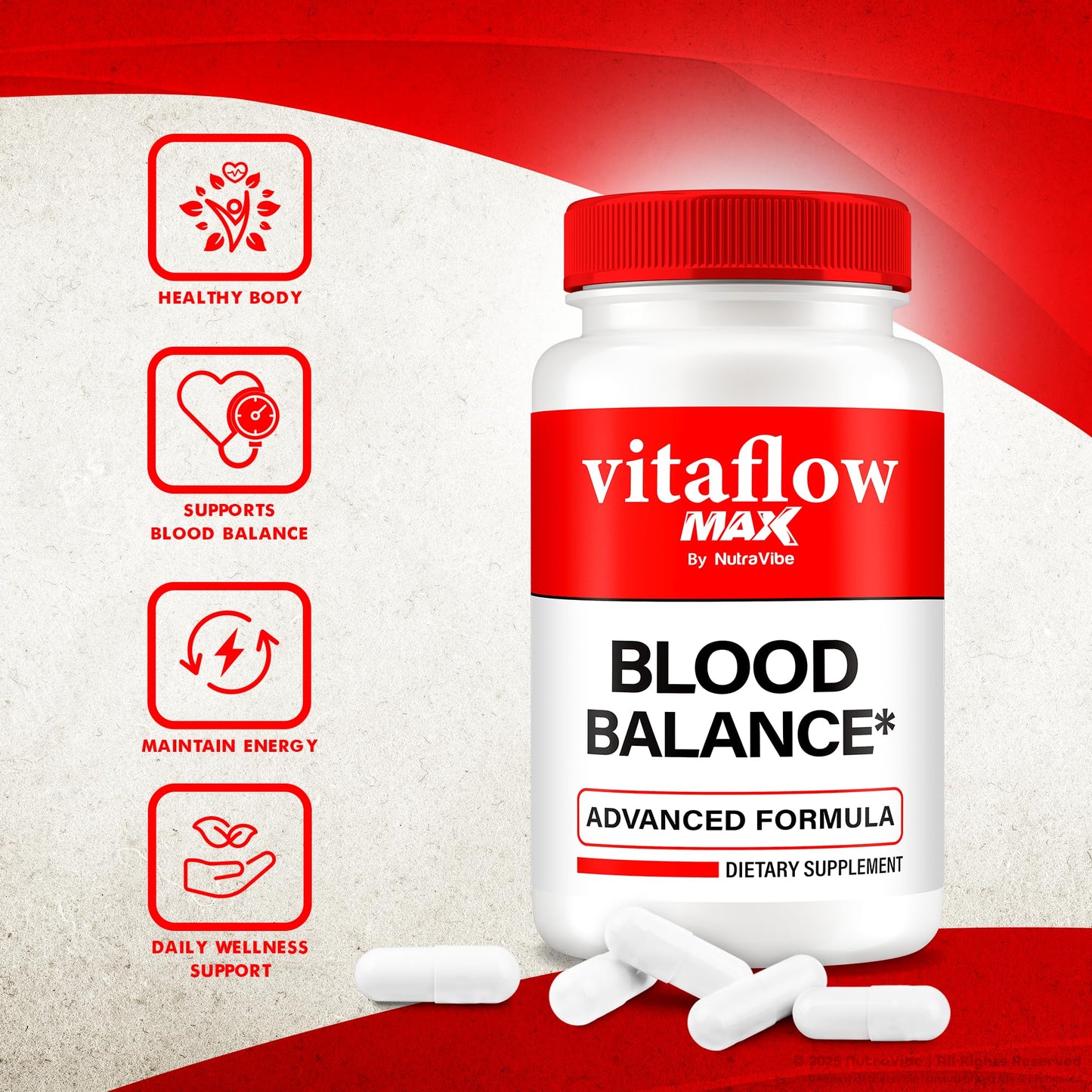 NutraVibe Vitaflow Max Blood Balance Support Joint Support Capsule 180 Count