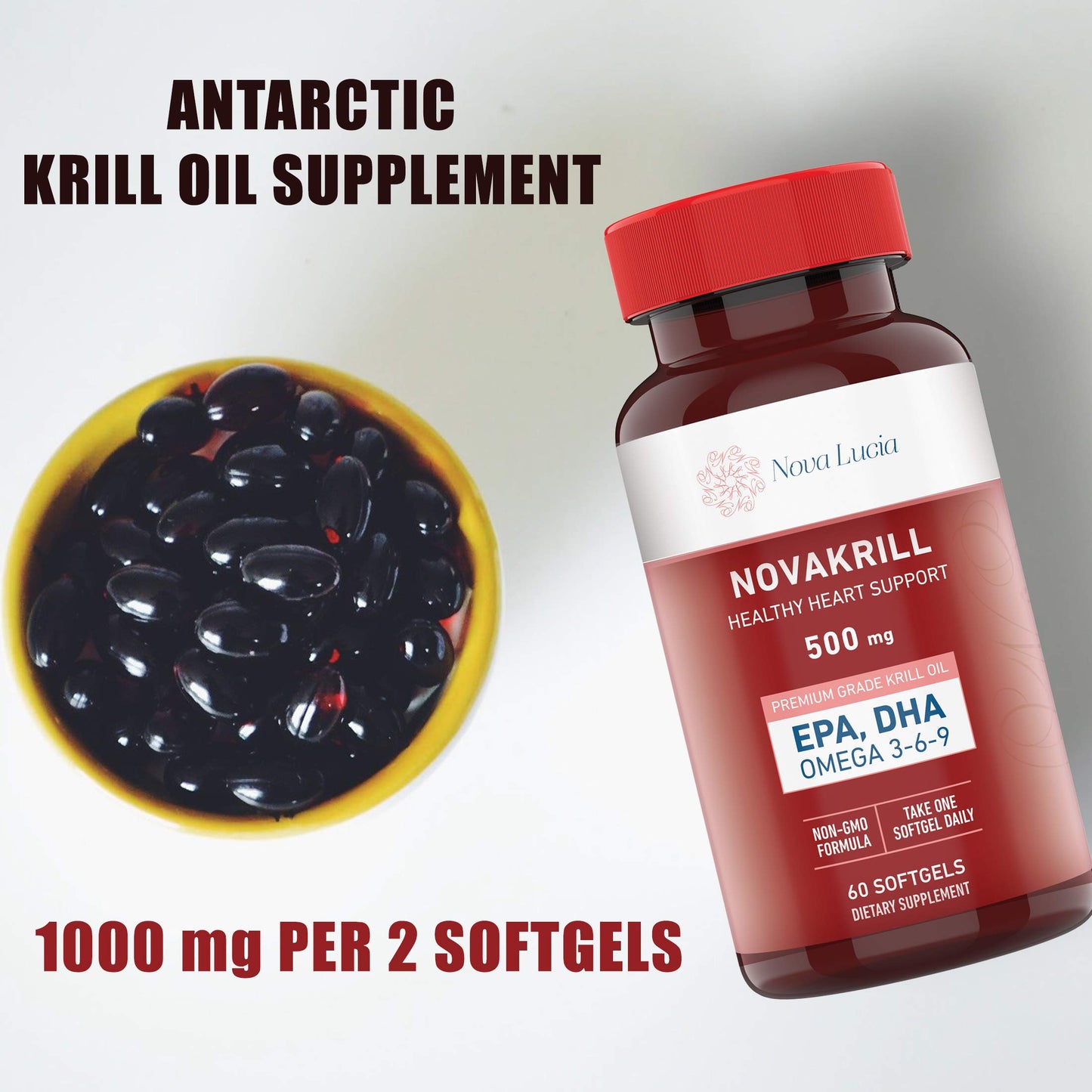 Nova Lucia NovaKrill Krill Oil Omega 3 Supplement Softgel 1 Count