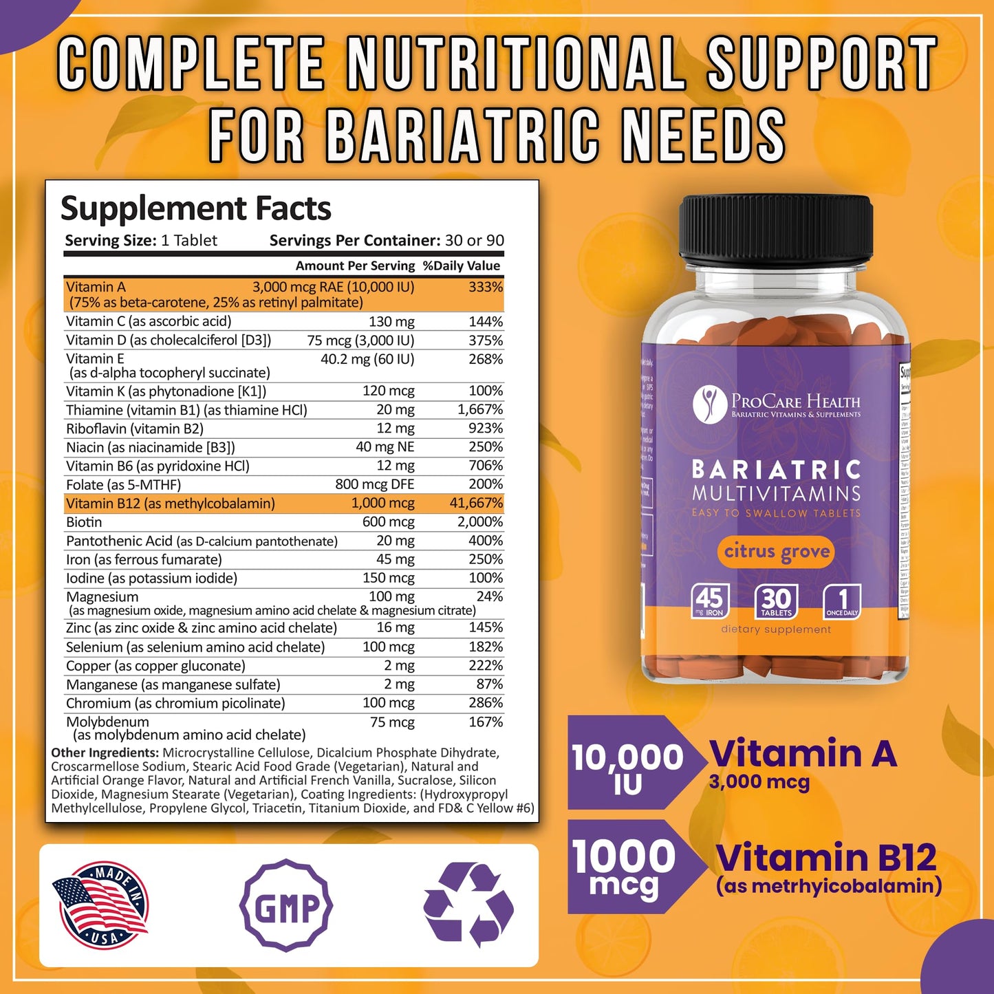 ProCare Health Easy-45 Bariatric Multivitamin Tablets 30 Count