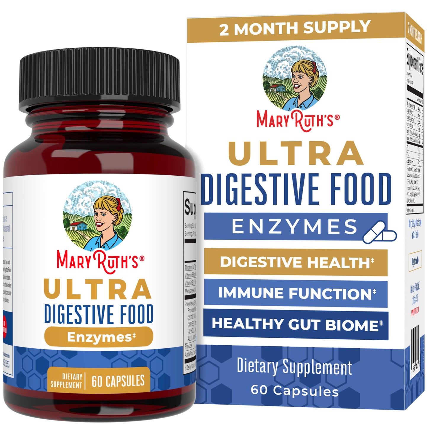 MaryRuth Organics Ultra Digestive Enzymes Capsules | Up to 2 Month Supply | Supplement for Gut Health Support | Digestion & Immune Support with Amylase | Lipase & Lactase | Vegan | 60 Count