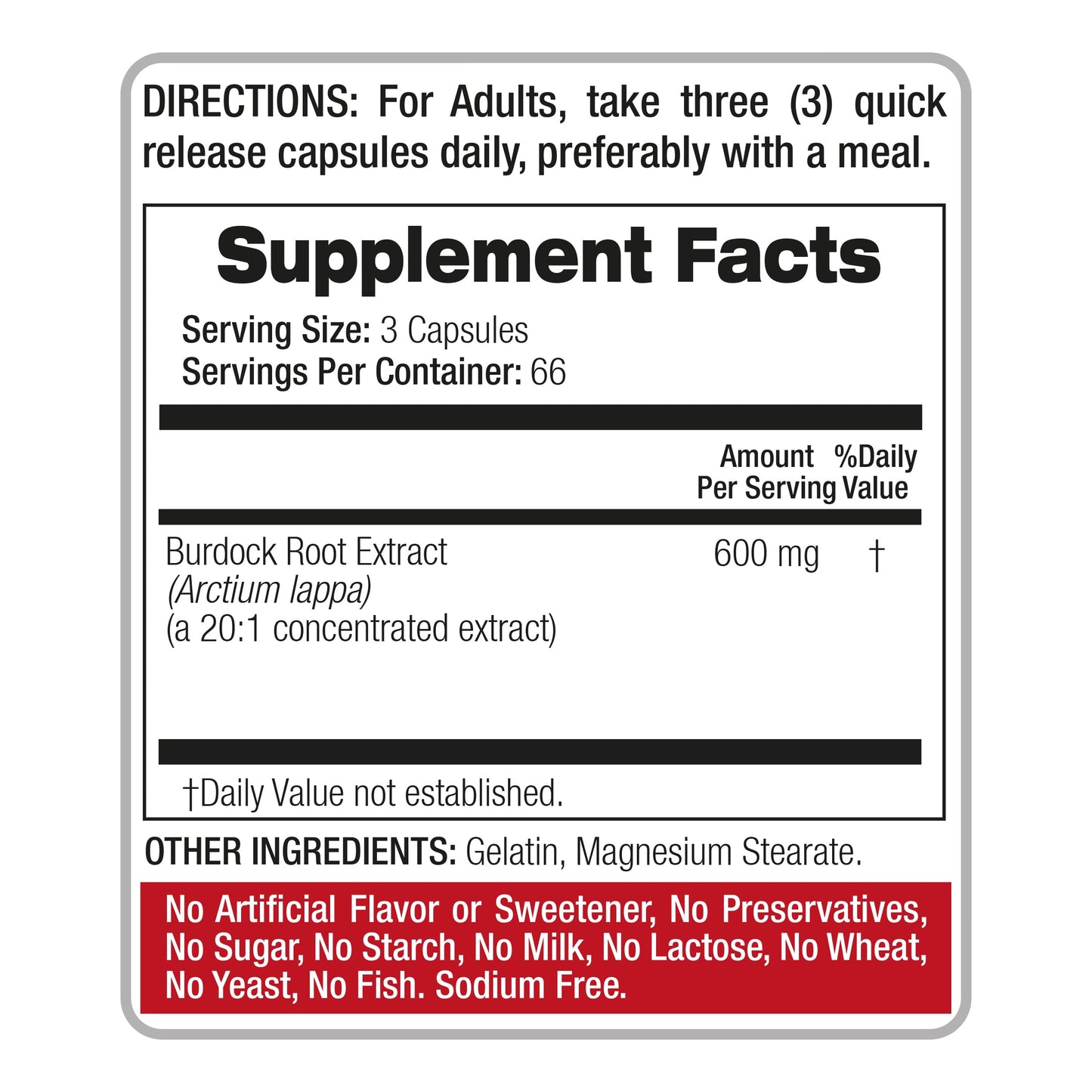FITO MEDIC'S Burdock Root Organic Capsules, 200 Count