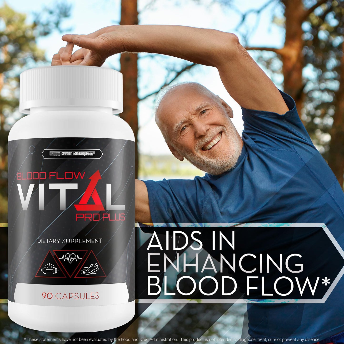 Happy Health Marketplace Blood Flow Vital Pro Plus Capsules, 90 Count