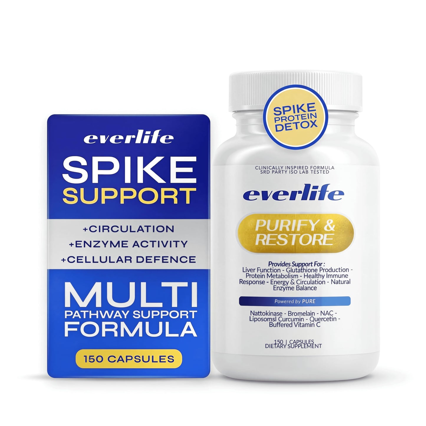 Everlife Spike Protein & Liver Detox Support Supplement Liposomal Curcumin with NAC, Quercetin, Bromelain & Buffered Vitamin C – Circulation, Antioxidant & Immune Support Blend, 150 Capsules