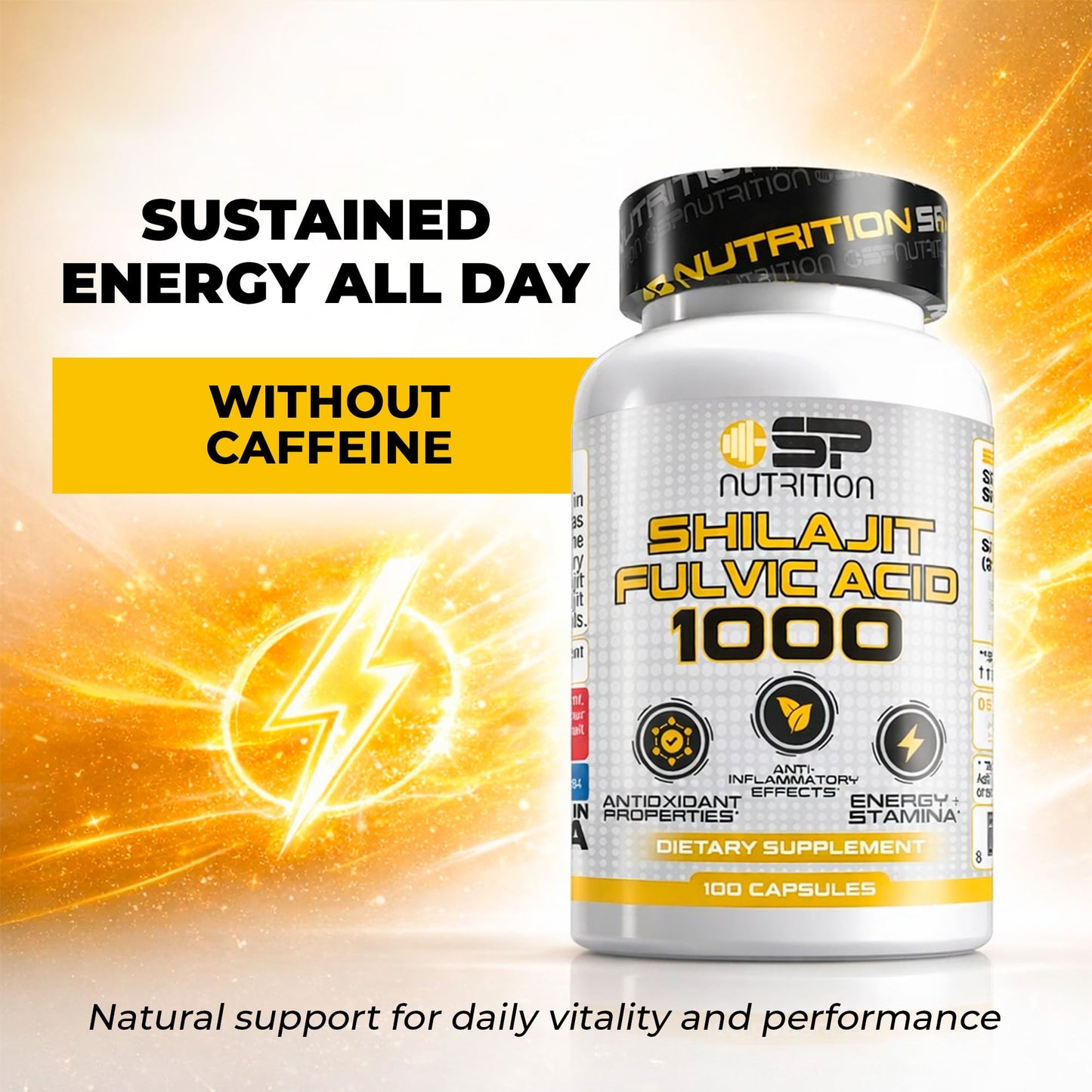 S Nutrition Shilajit Fulvic Acid 1000mg Supplement, 90 Capsules