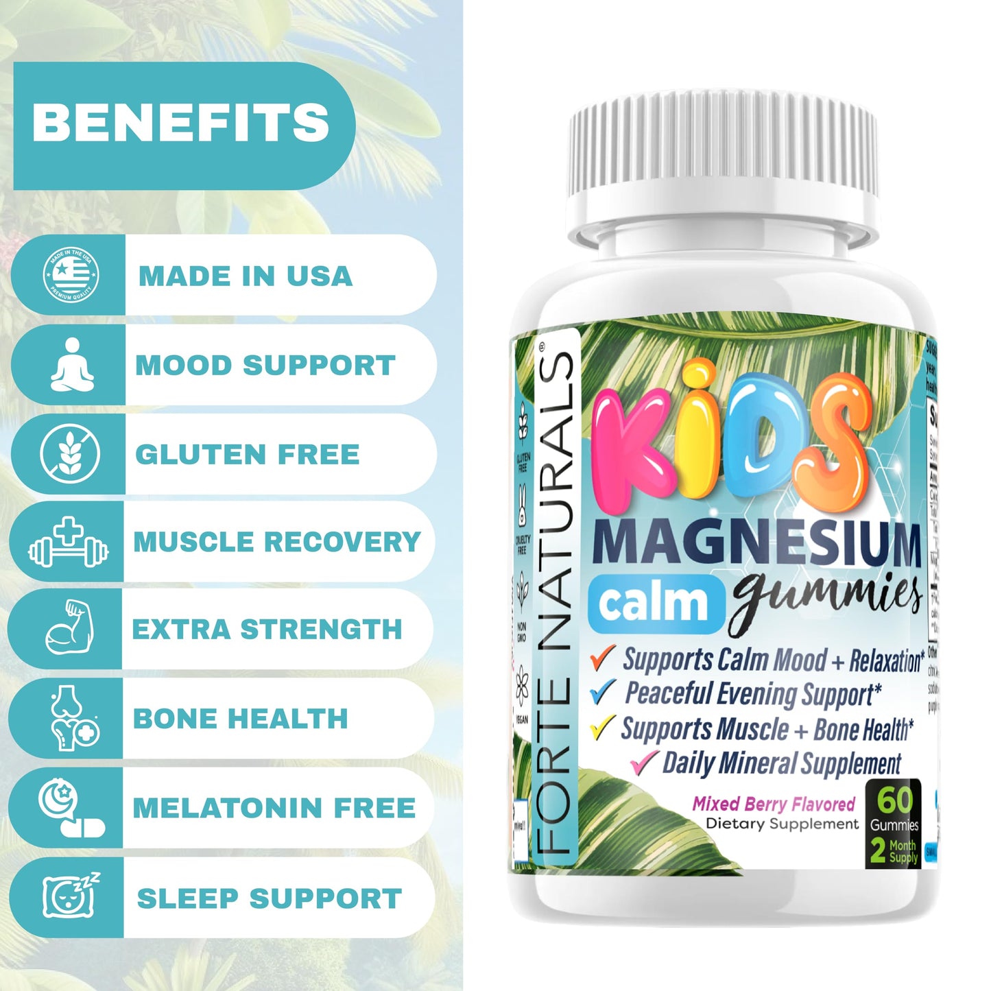 FORTE NATURALS Kids Magnesium Calm Capsules, 60 Count