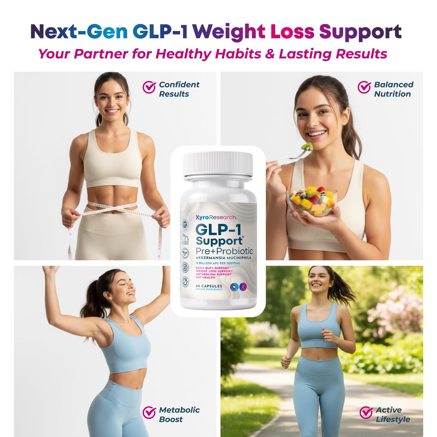 Xyro Research GLP-1 Support Weight Loss Probiotic Supplement Capsule 60 Count