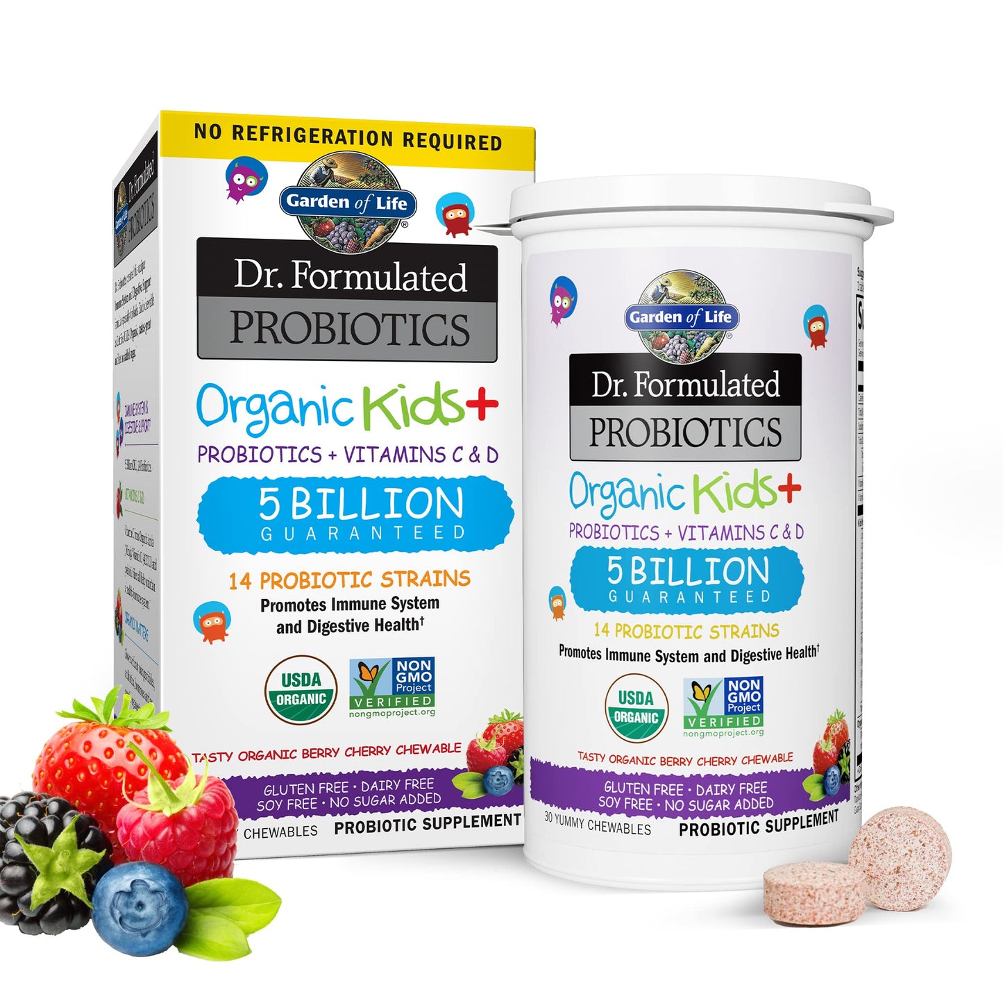 Garden of Life Dr. Formulated Probiotics Organic Kids+ Plus Vitamin C & D Gummies, 60 Count