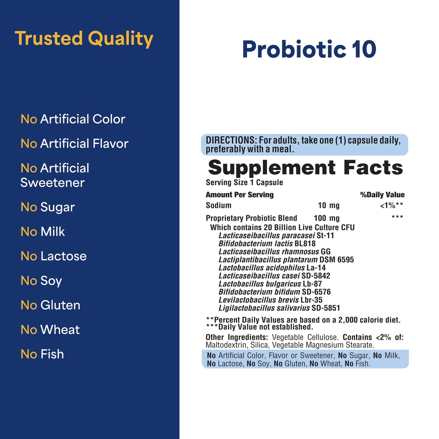 Puritan's Pride Probiotic 10 with Vitamin D to Help Support Immune System Health Capsules, 60 Count