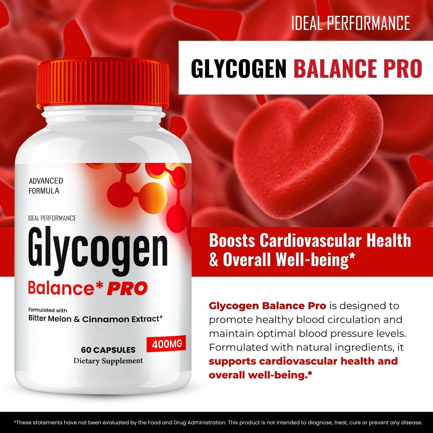 IDEAL PERFORMANCE Glycogen Balance Pro Advanced Blood Formula Capsules, 180 Capsules