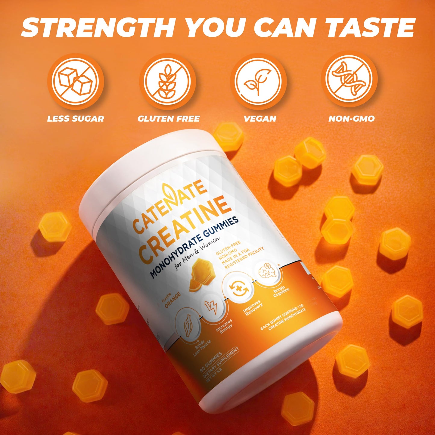 CATENATE Creatine Gummies 4500mg Creatine Monohydrate, 90 Count
