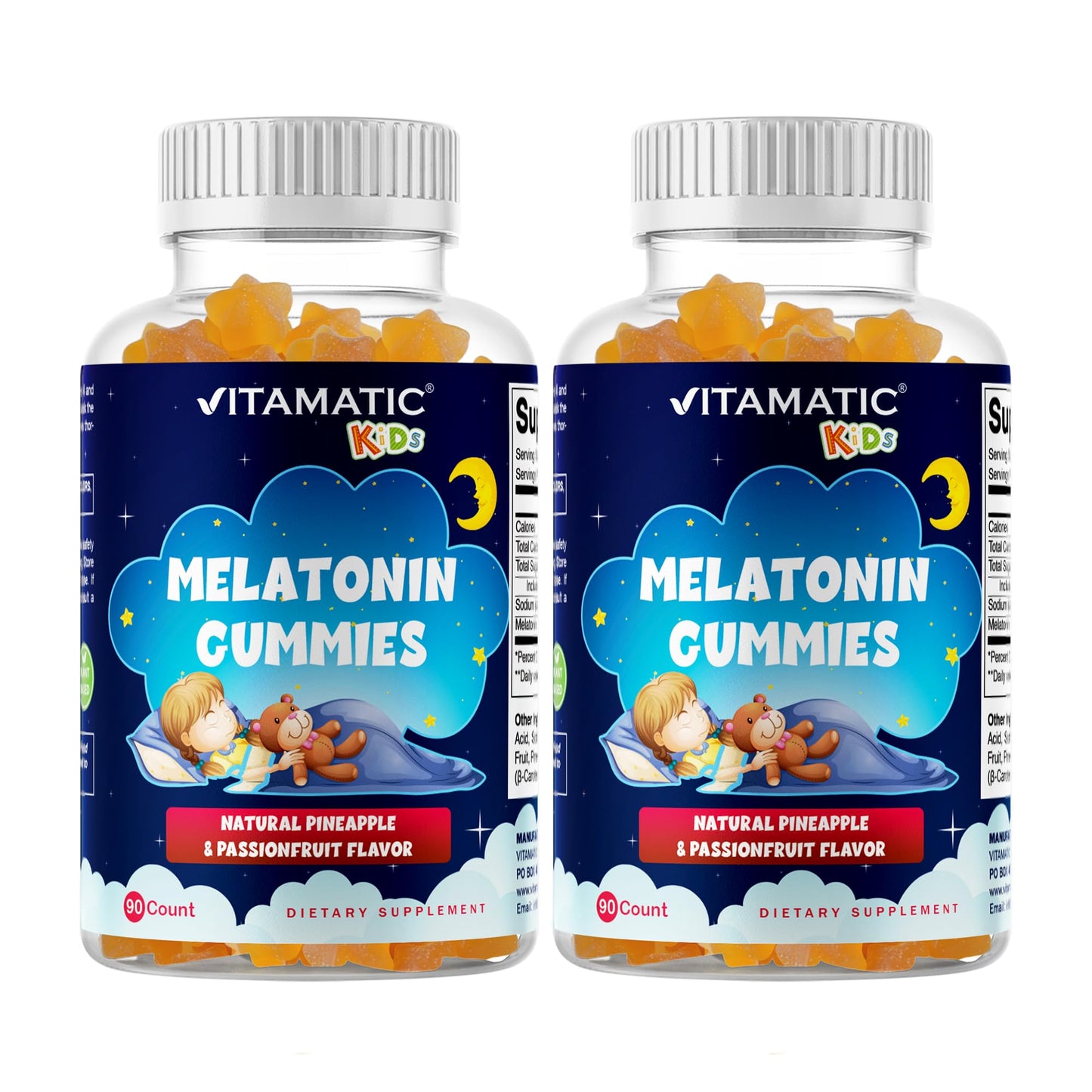 Vitamatic Sugar Free Kids Melatonin 1mg Gummies, 180 Count