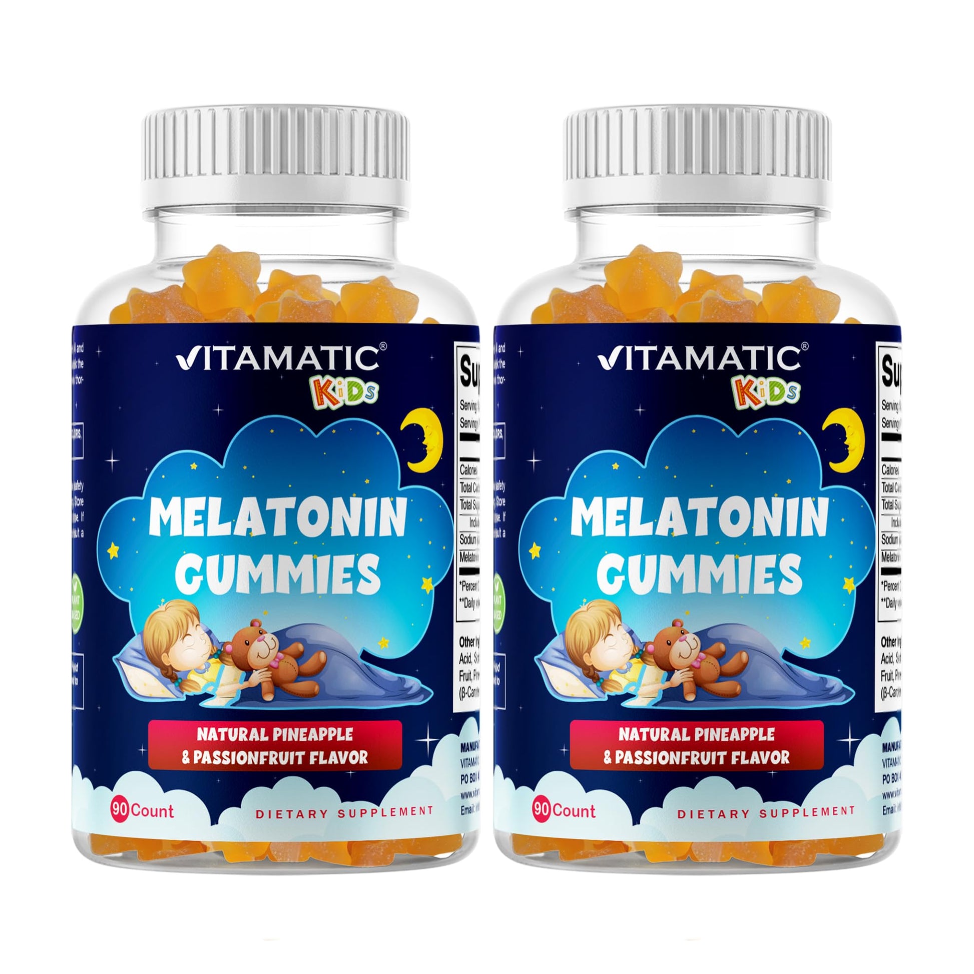 Vitamatic Sugar Free Kids Melatonin 1mg Gummies, 180 Count
