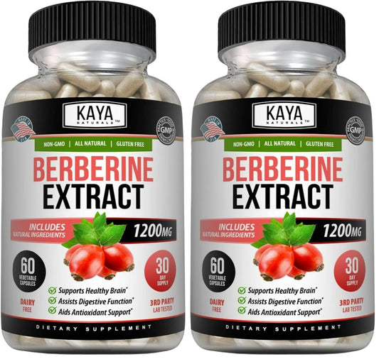 Kaya Naturals Berberine HCl Extract 1200mg Capsules, 120 Capsules
