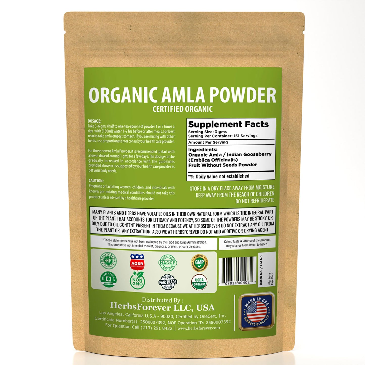 Herbsforever Amla Powder 16 oz Vitamin C