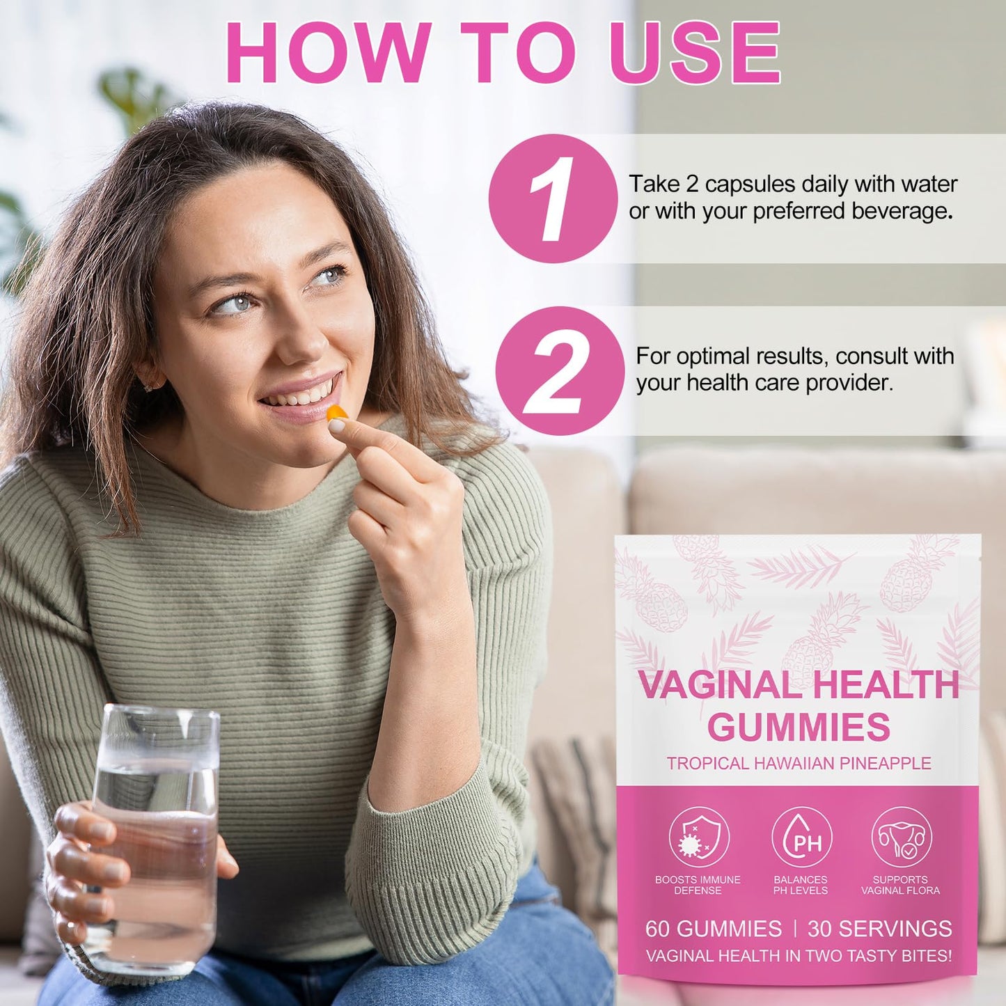 NenMaoKeNu Vital Vaginal Probiotics Gummies, 60 Count