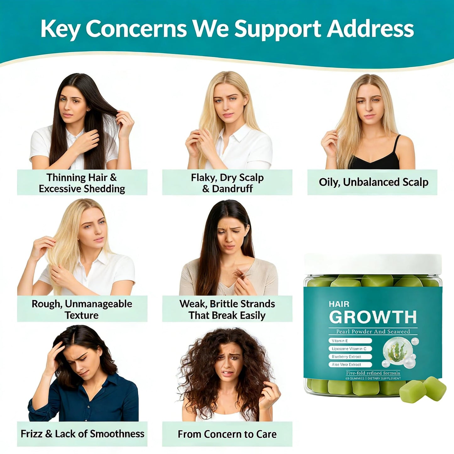 SERSANVE Seaweed Hair Growth Gummies 60 Count