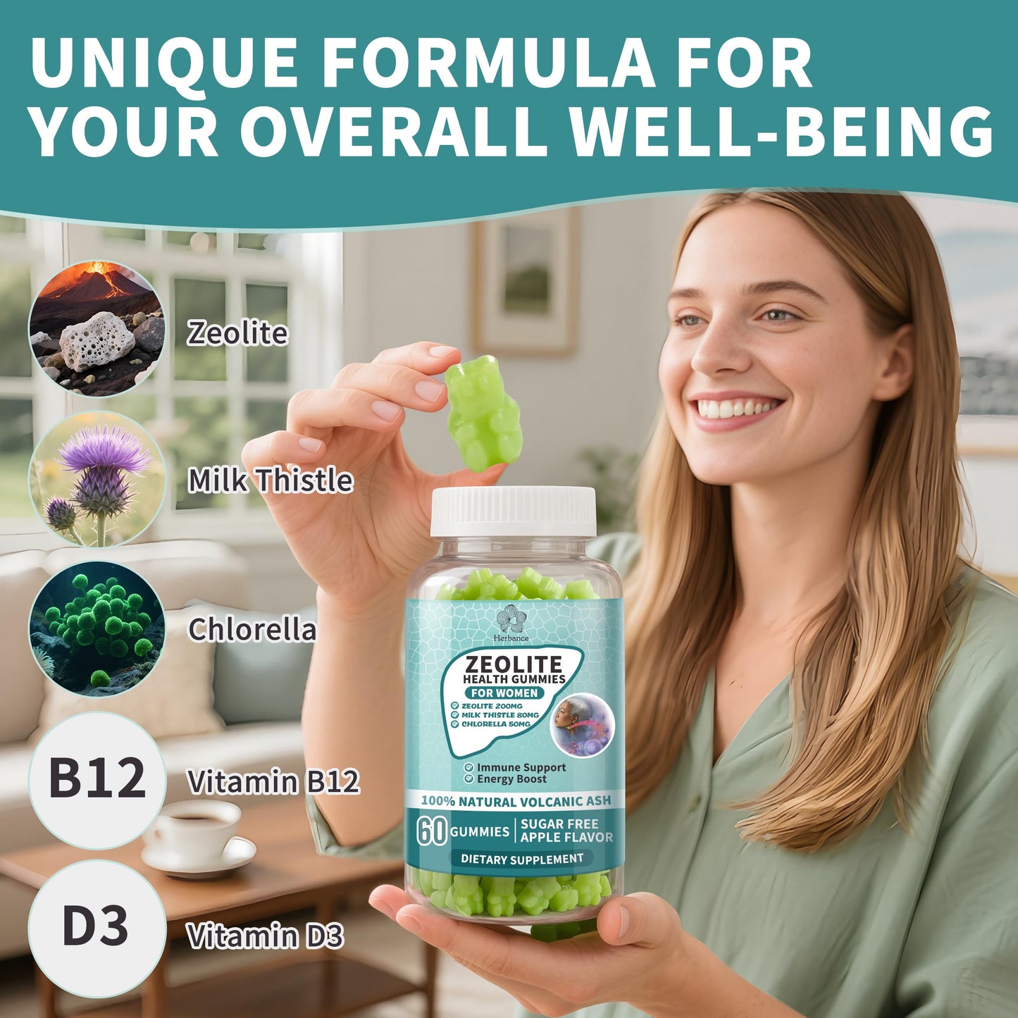 Herbance Zeolite Gummies for Women, 60 Gummies