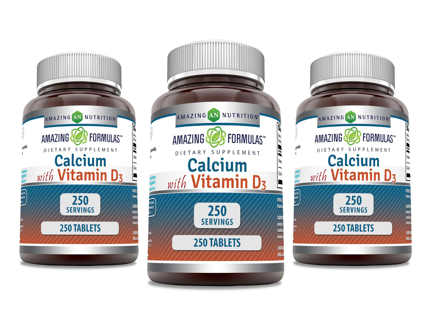 Amazing Nutrition Calcium with Vitamin D3 Supplement Tablet, 750 Count