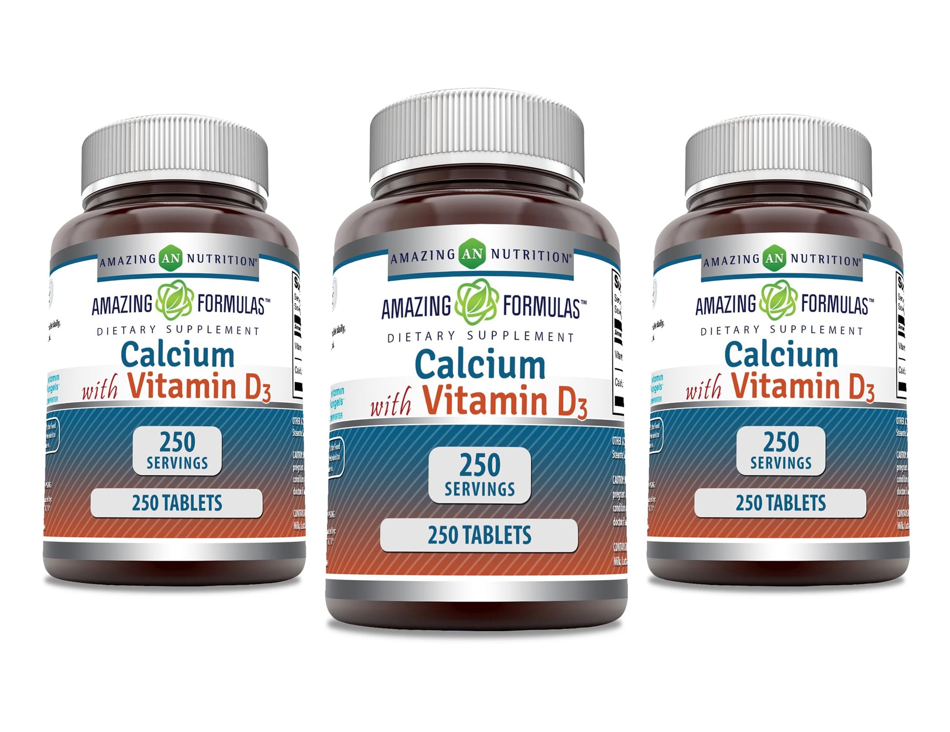 Amazing Nutrition Calcium with Vitamin D3 Supplement Tablet, 750 Count