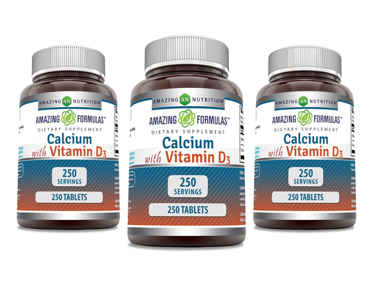 Amazing Nutrition Calcium with Vitamin D3 Supplement Tablet, 750 Count