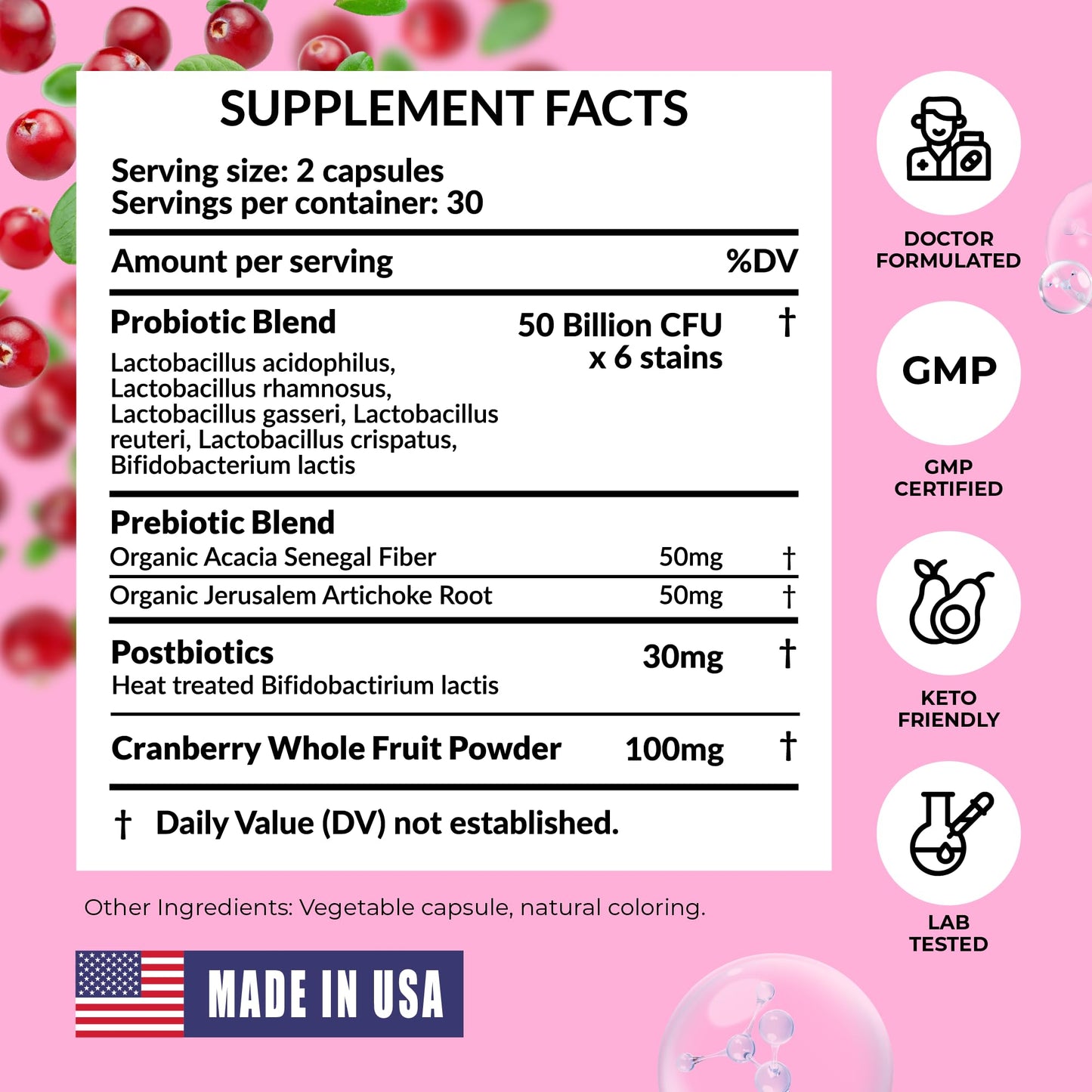 PharmaSupps Women's Probiotic for Vaginal Health Capsule, 60 Count