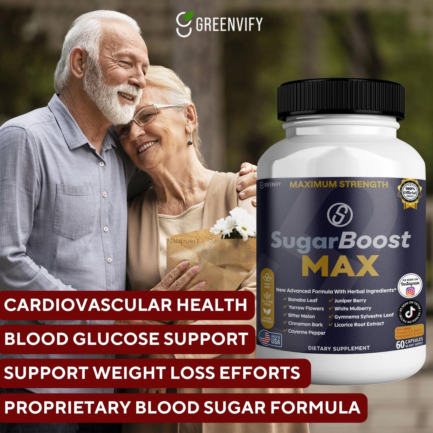 GREENVIFY SugarBoost MAX Dietary Supplement Capsules, 60 Capsules