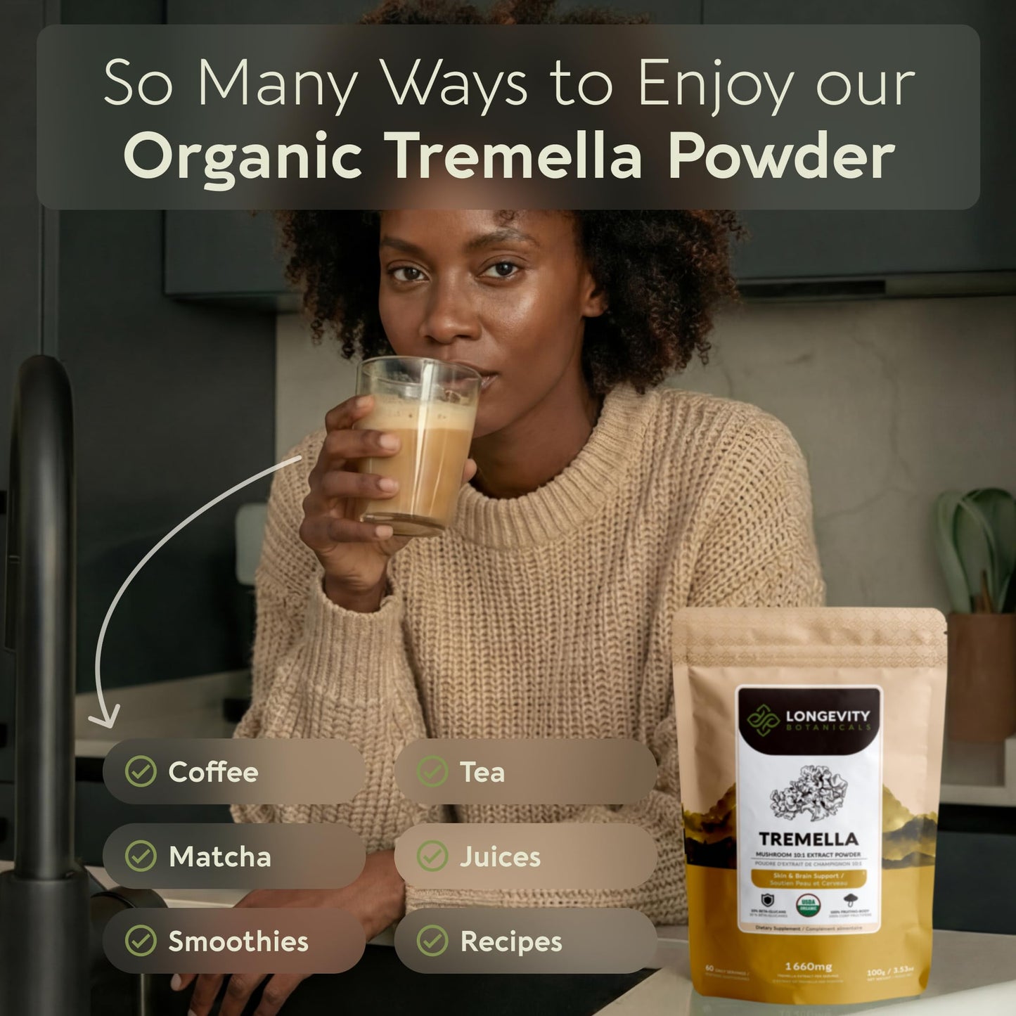 Longevity Botanicals Tremella Mushroom Powder 3.5 oz