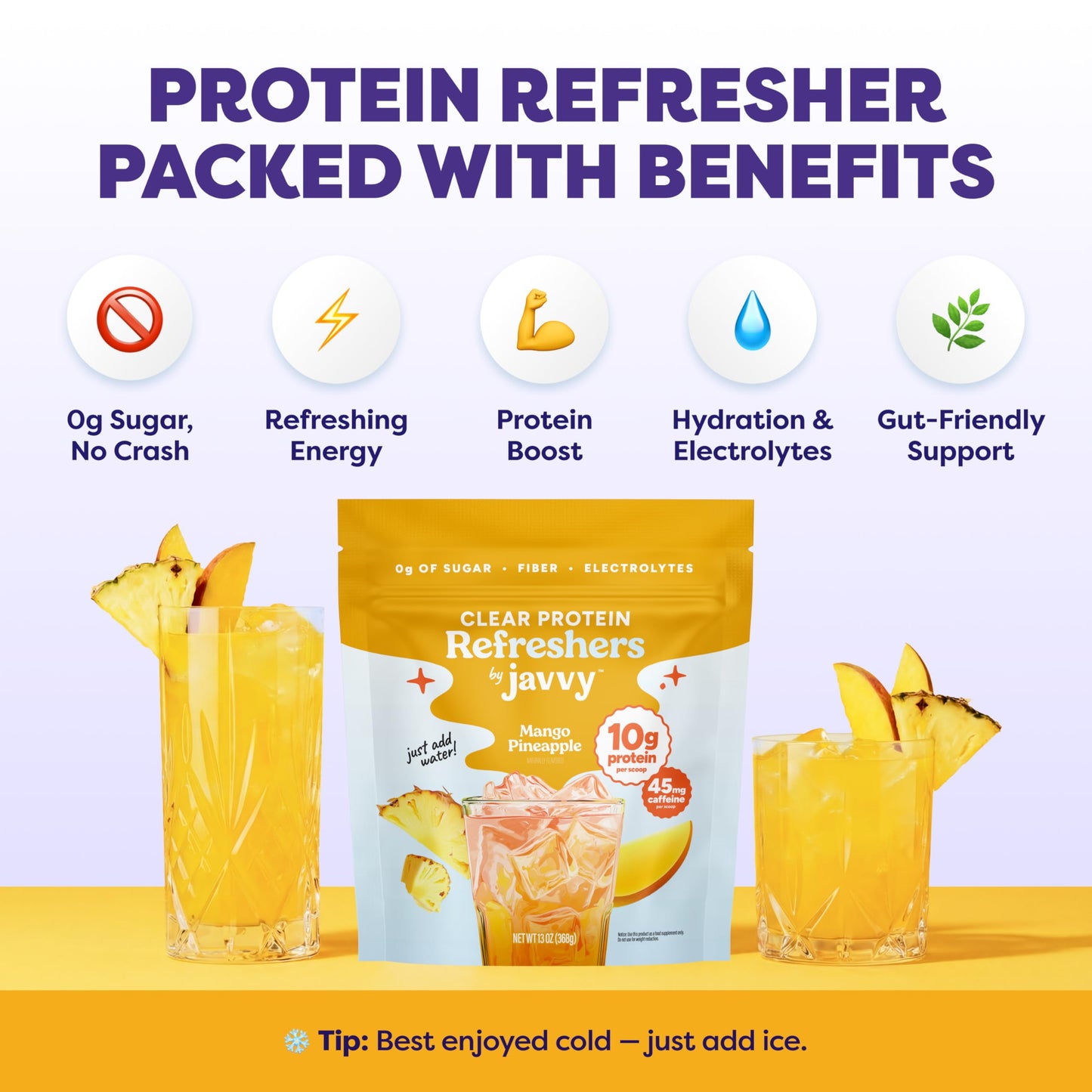 Javvy Clear Protein Powder with Clear Whey Protein Pineapple Mango Burst, 13
