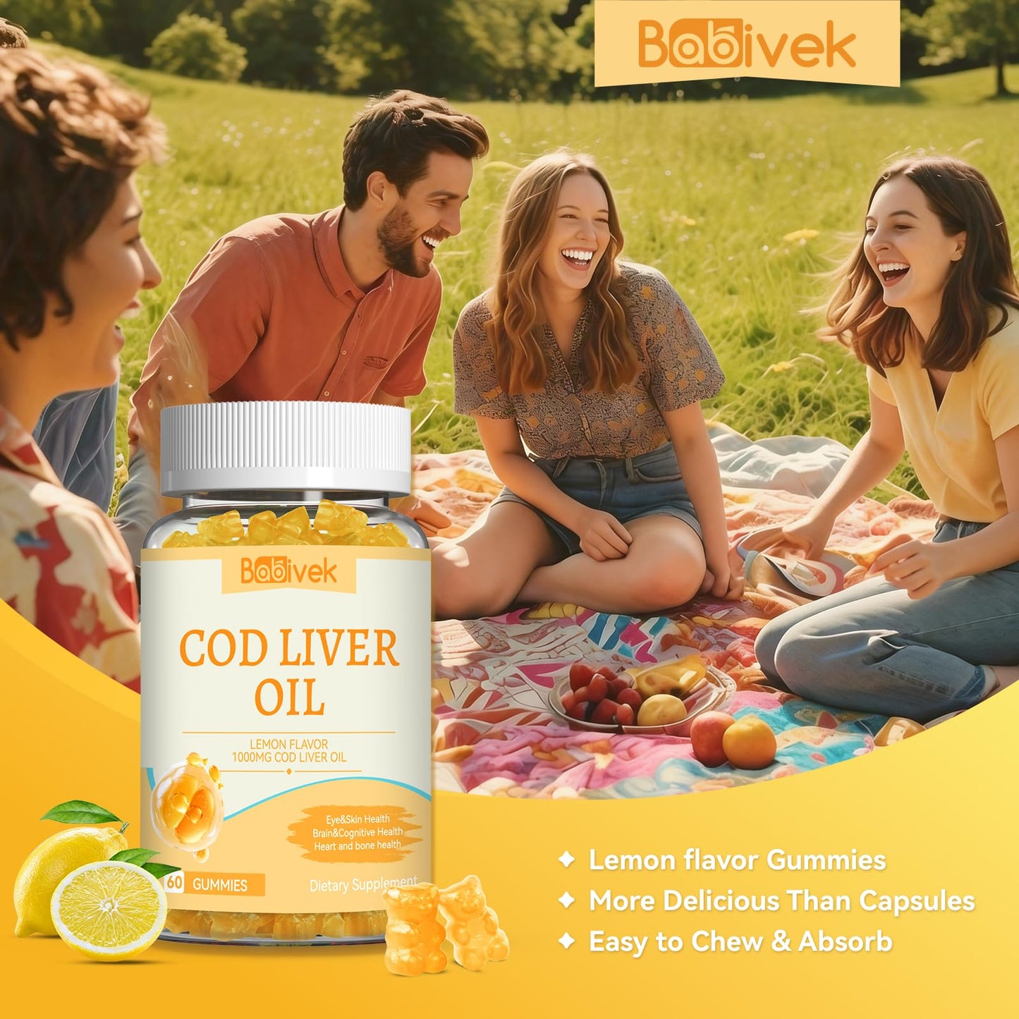 Babivek Cod Liver Oil Gummies 60 Count