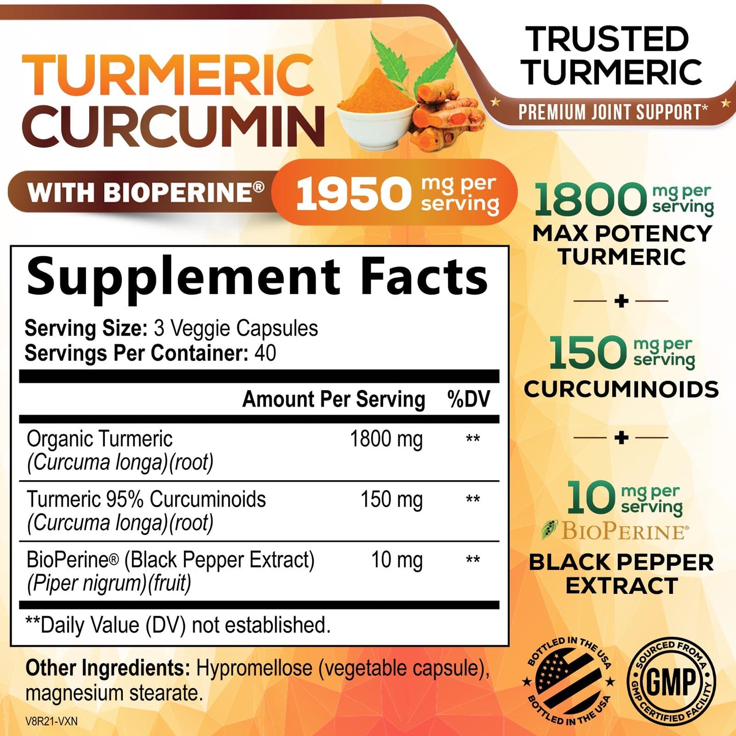 Nature's Nutrition Turmeric Curcumin Supplement Capsule, 120 Capsules