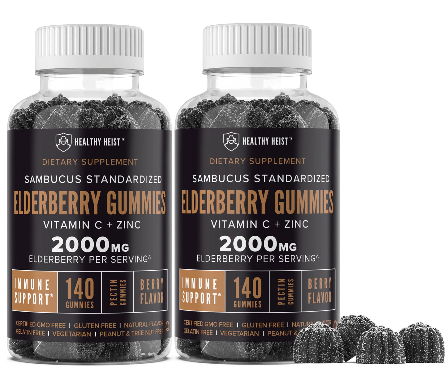 Healthy Heist Sambucus Black Elderberry with Zinc and Vitamin C, 280 Gummies