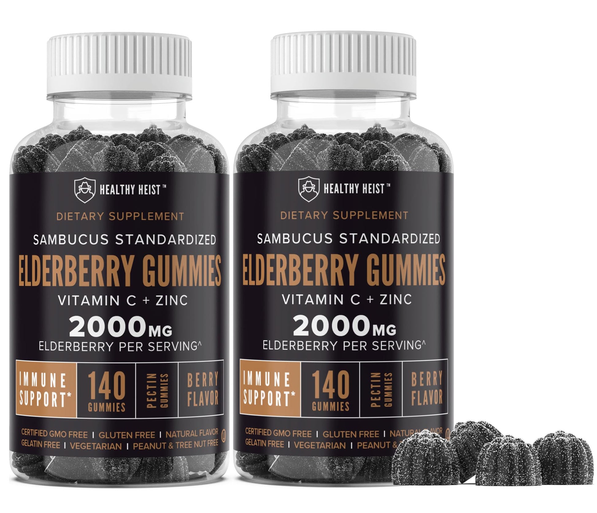 Healthy Heist Sambucus Black Elderberry with Zinc and Vitamin C, 280 Gummies
