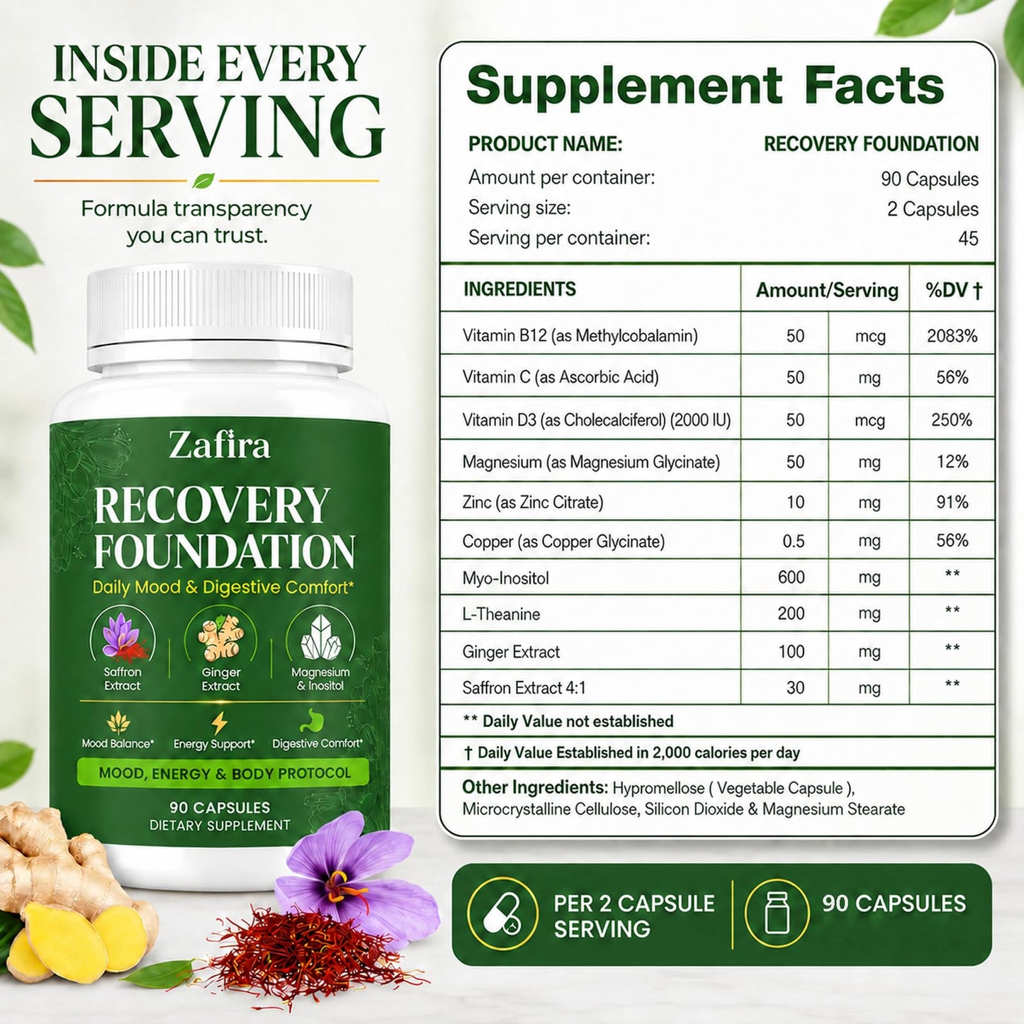 VOKOZK Zafira Organics Recovery Foundation, 1 Capsule