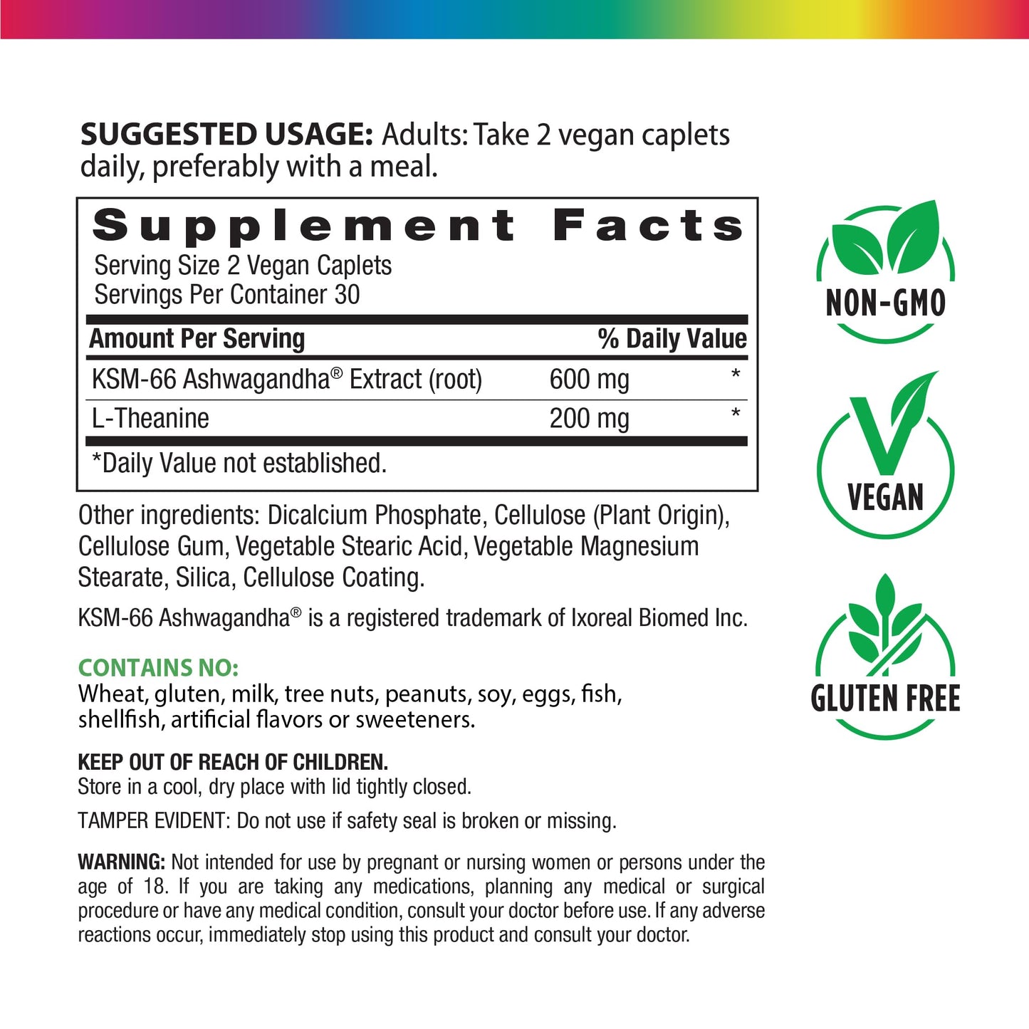 Rainbow Light Ashwagandha KSM-66 600 mg with L-Theanine Caplets, 60 Count