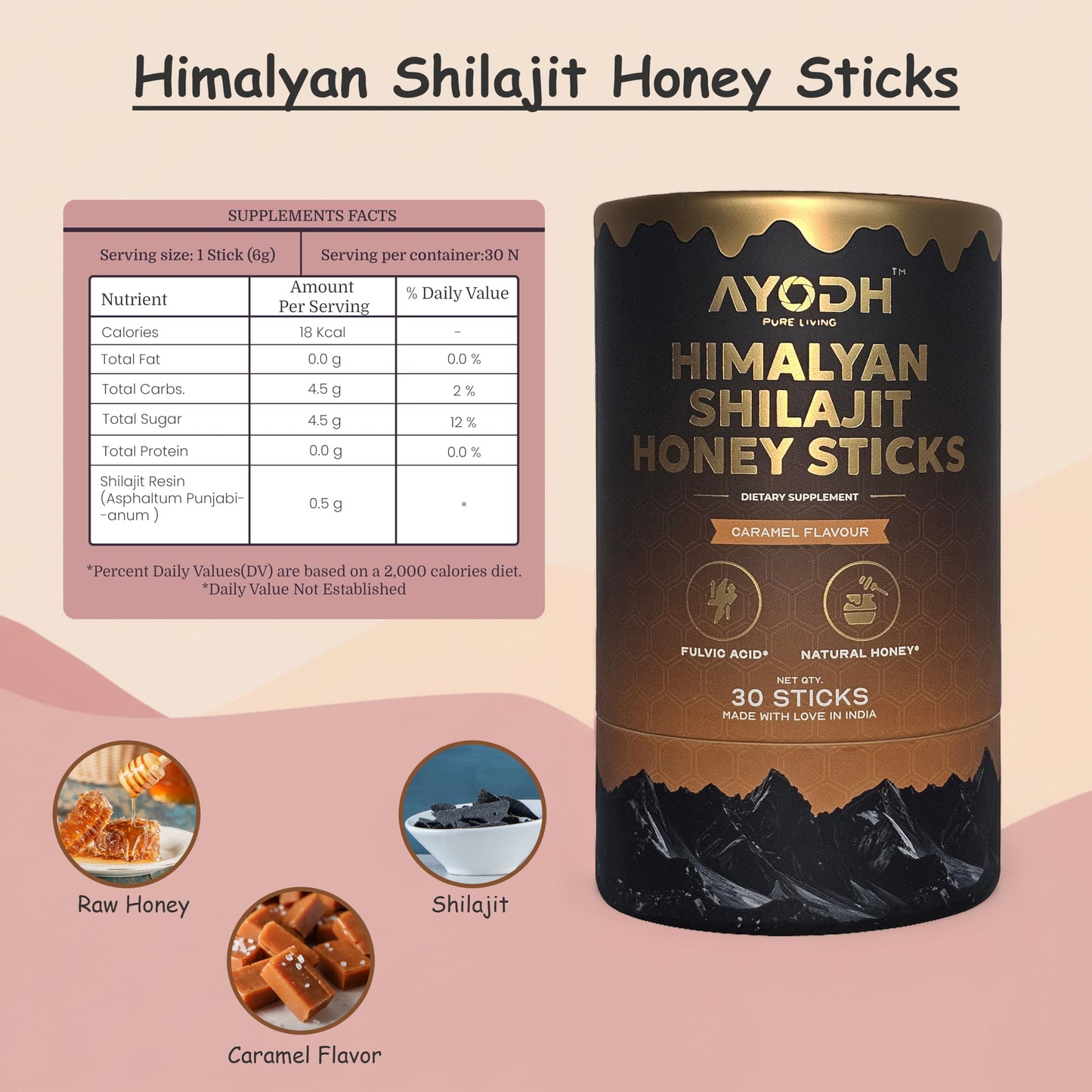AYODH Pure Himalayan Shilajit 4 Softgels
