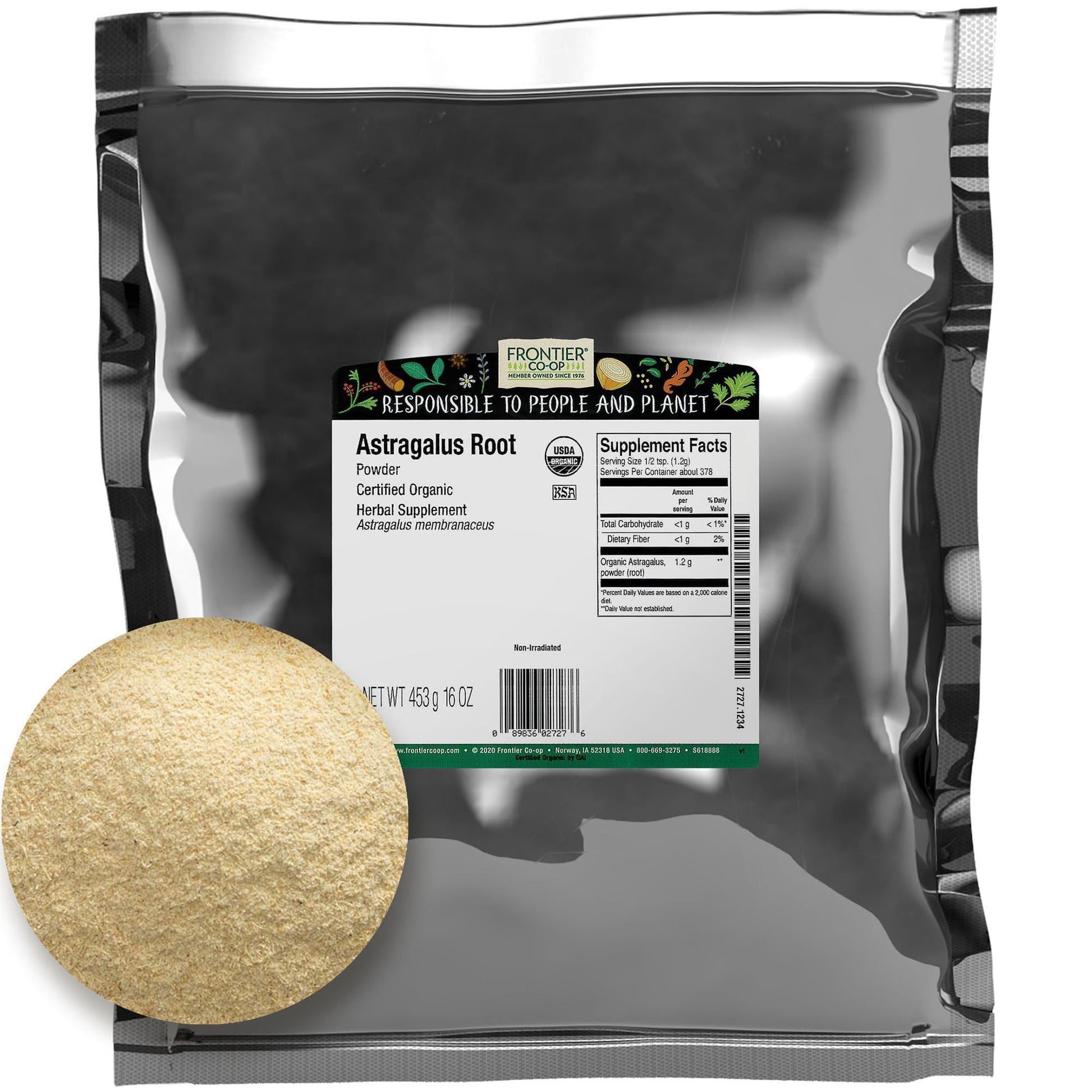 Frontier Co-op Organic Astragalus Root Powder, 16 Ounce